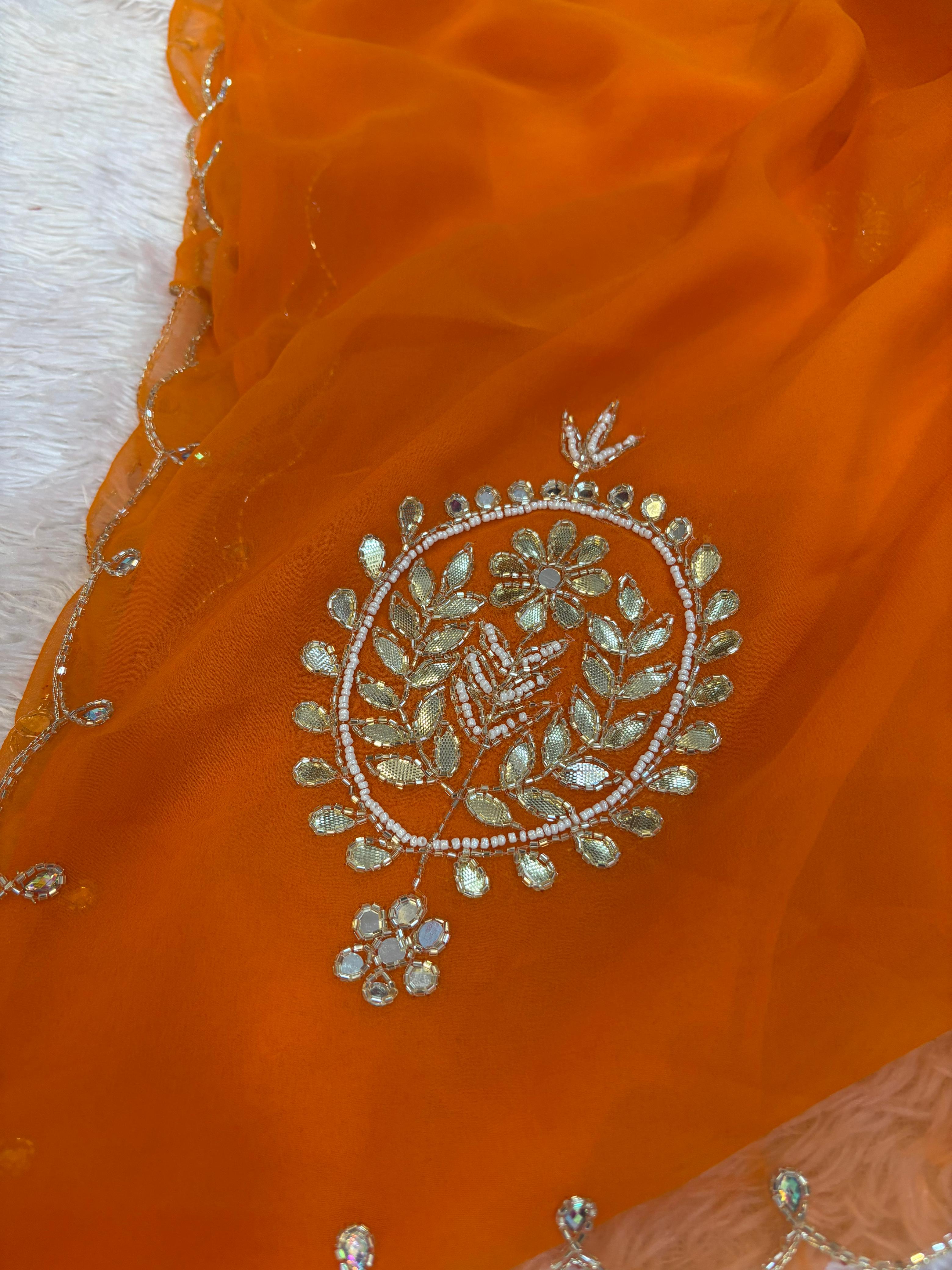 Designer Georgette Saree with Golden Work