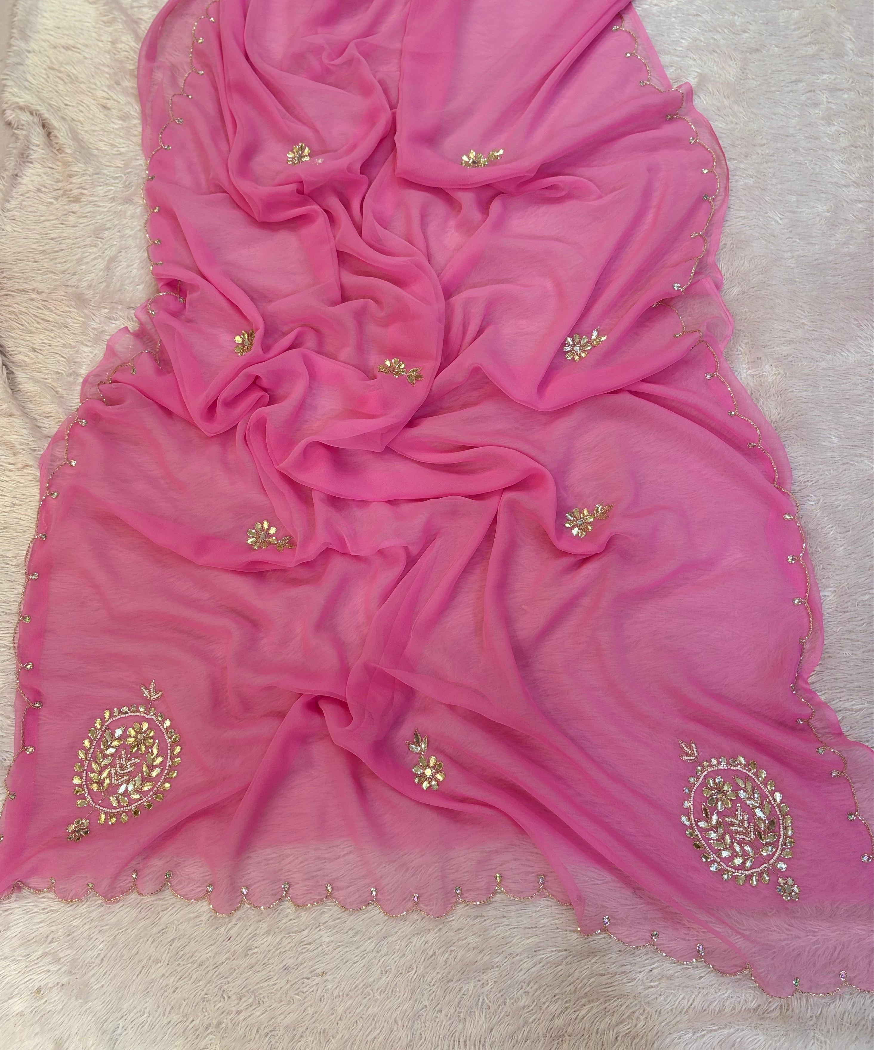Designer Georgette Saree with Golden Work