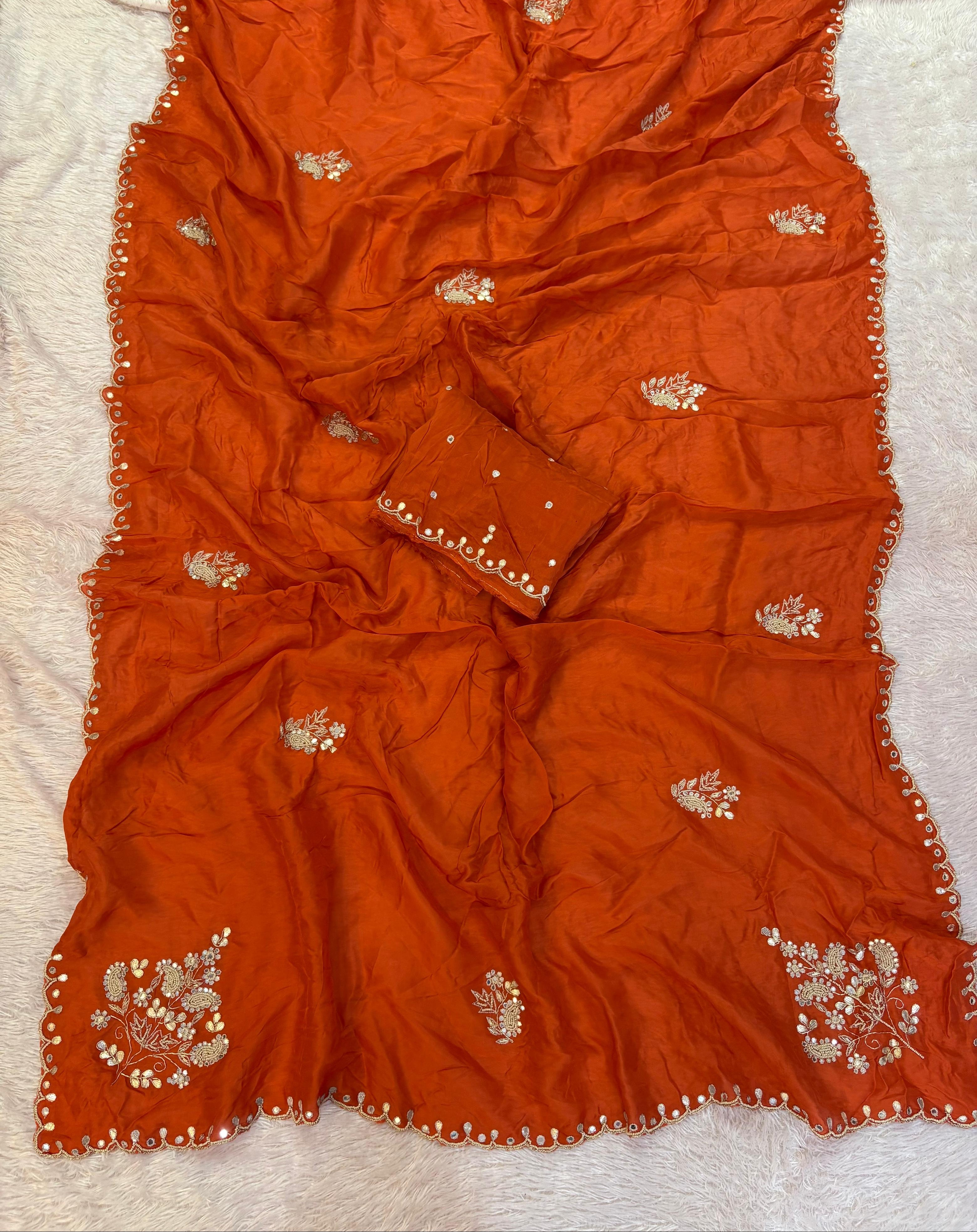 Designer Uppada Silk Saree With Handwork