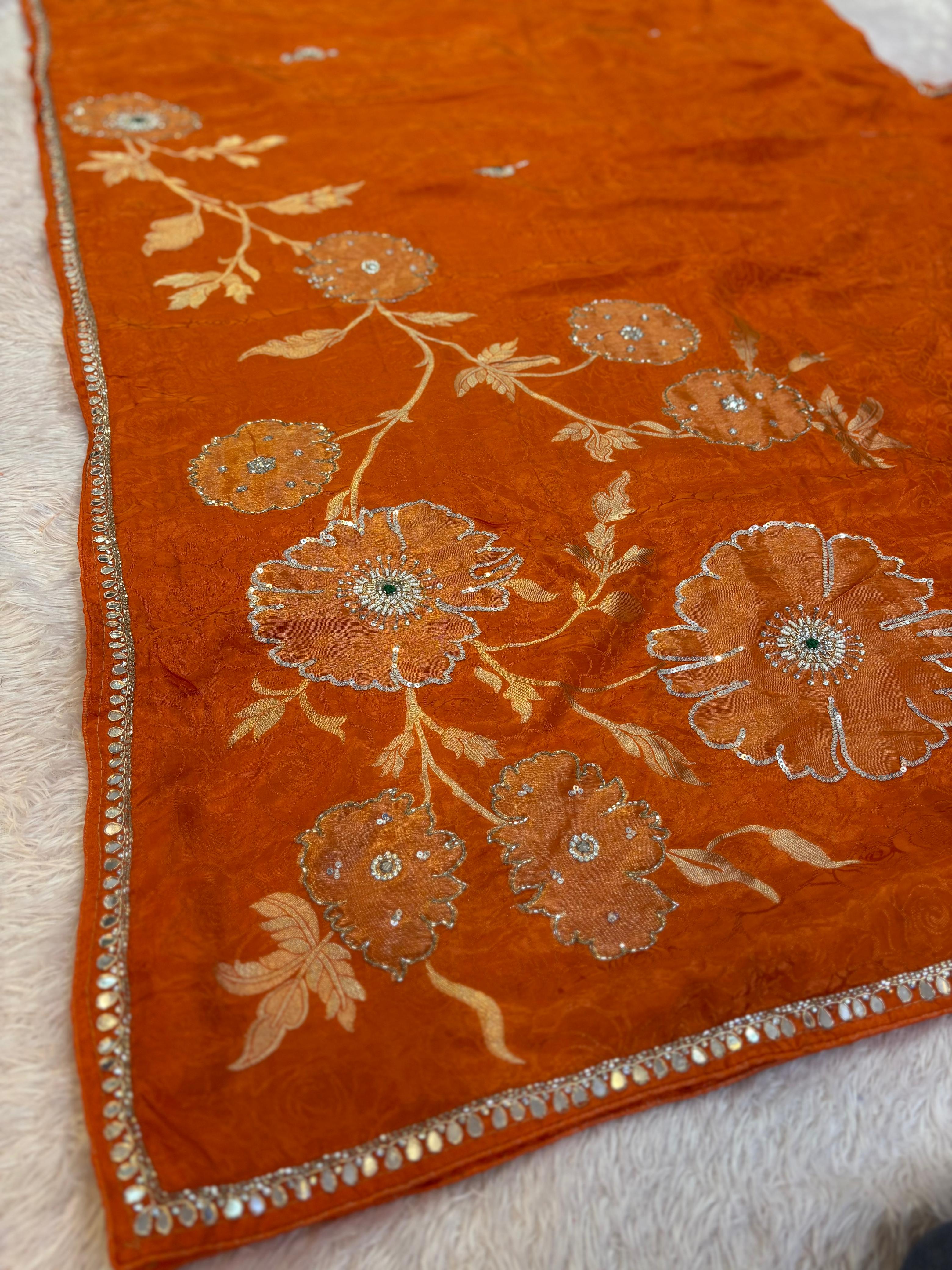 Pure H O Silk saree With Handwork