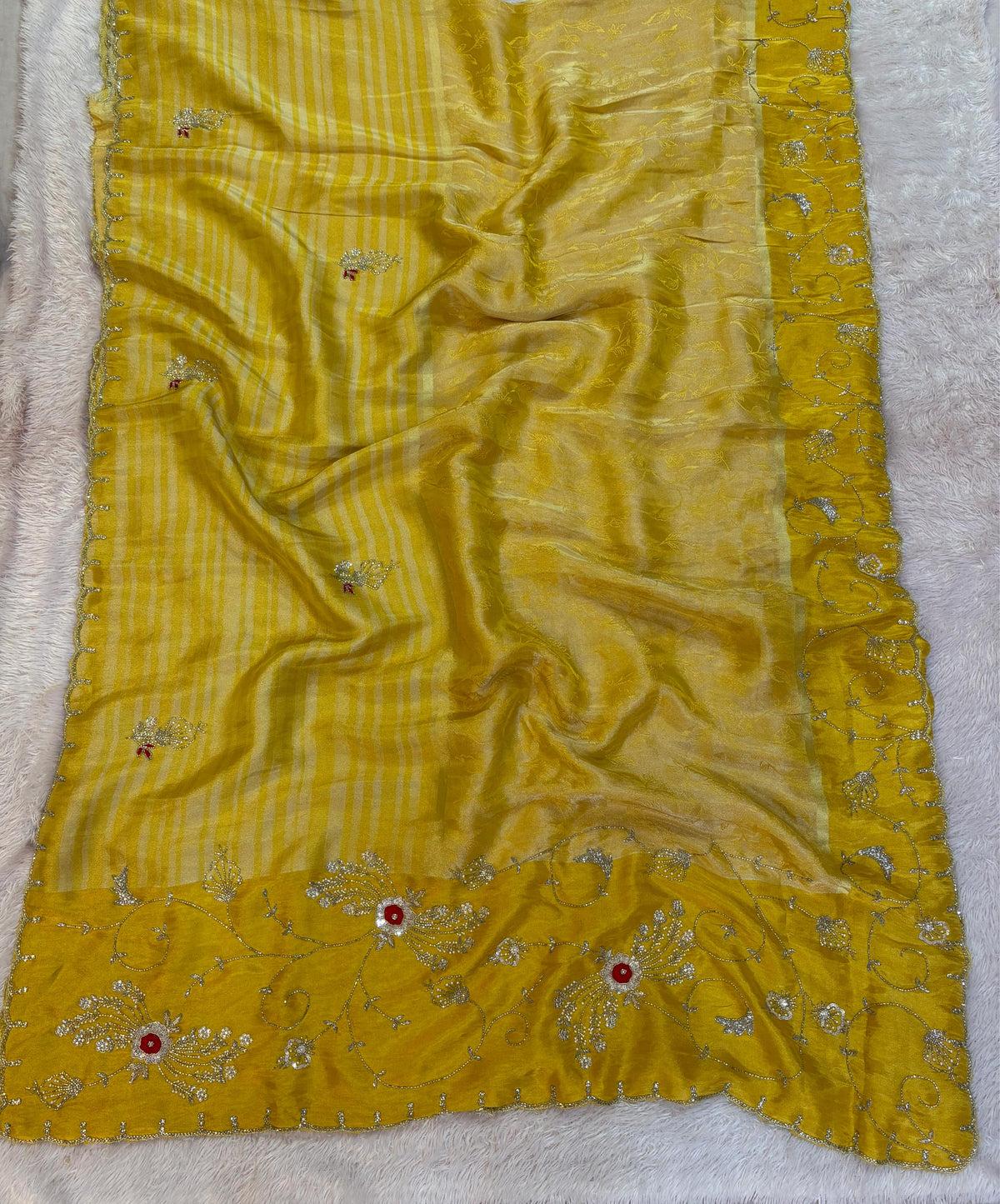 Pure H O Silk saree With Handwork