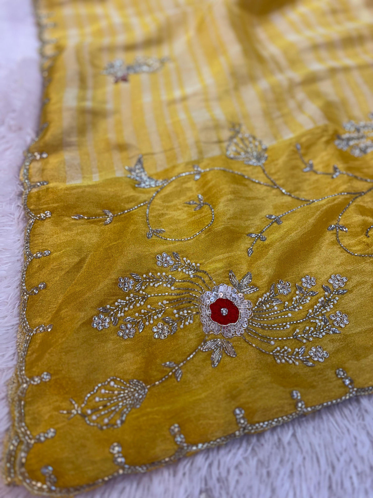 Pure H O Silk saree With Handwork