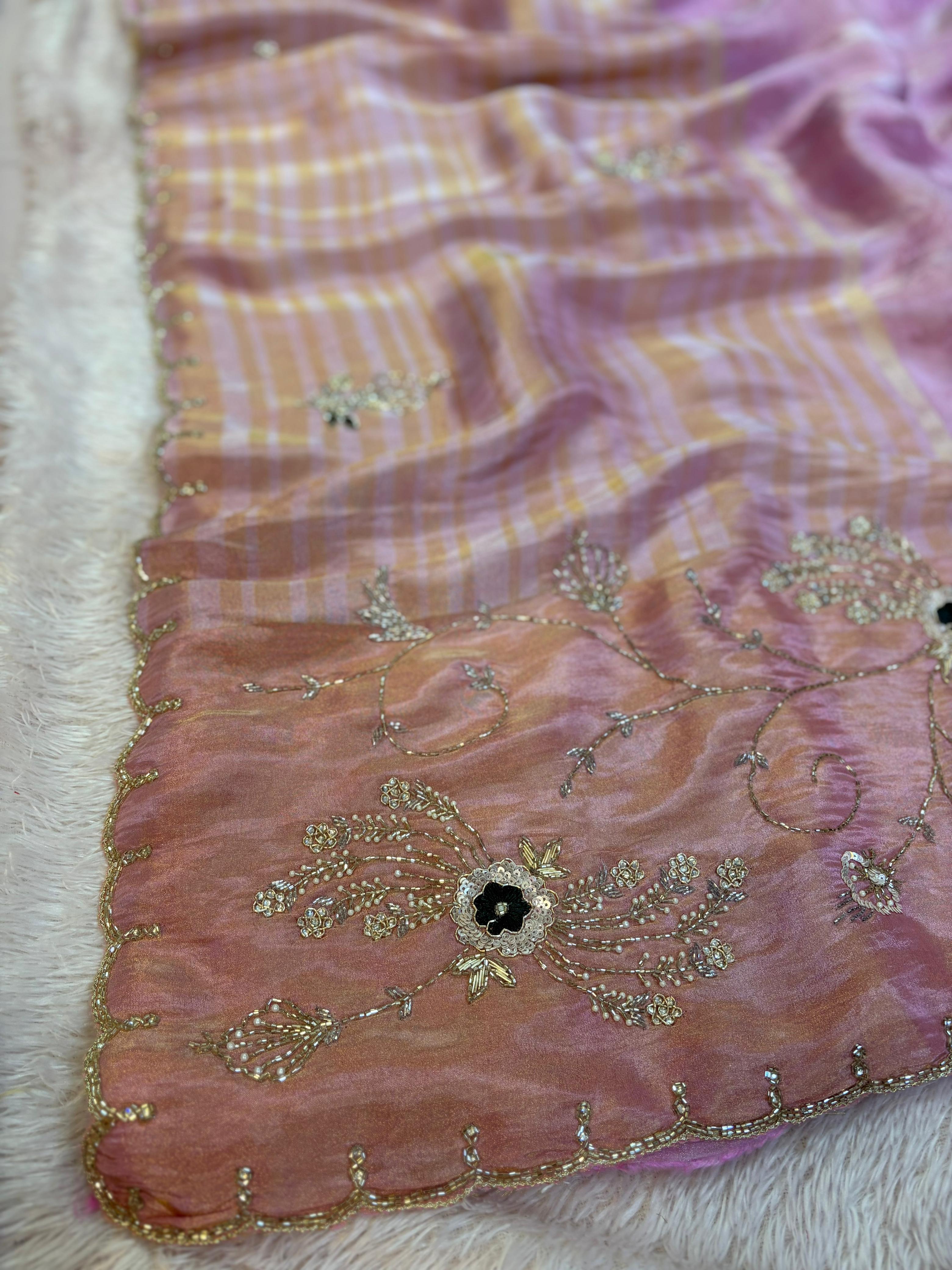 Pure H O Silk saree With Handwork