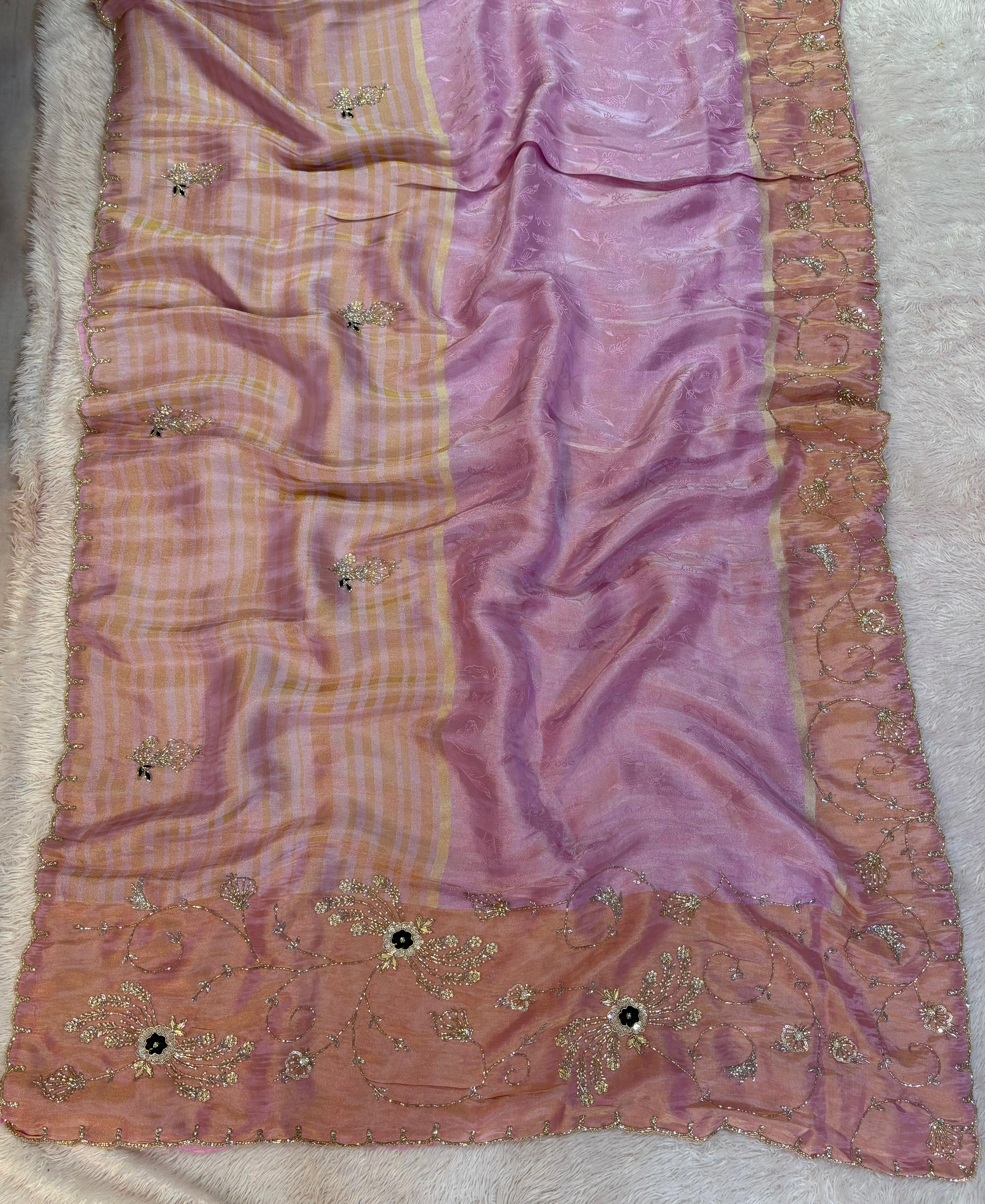 Pure H O Silk saree With Handwork