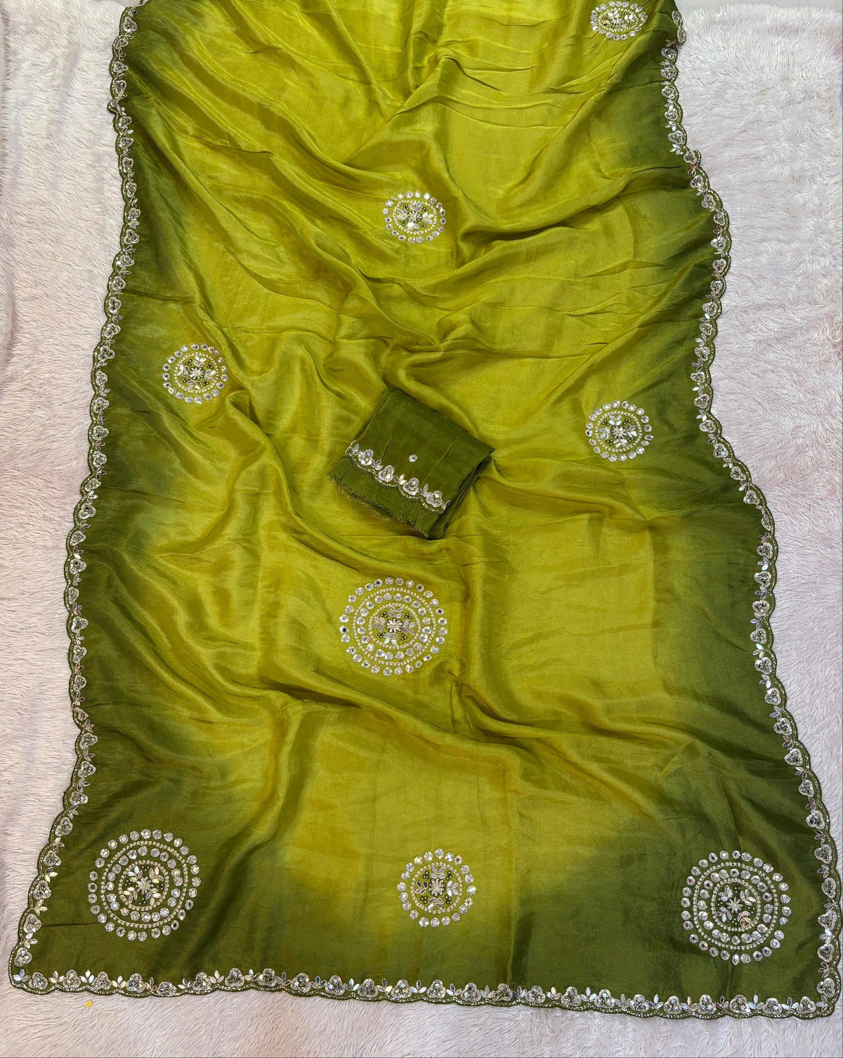 Pure H O Silk saree With Handwork