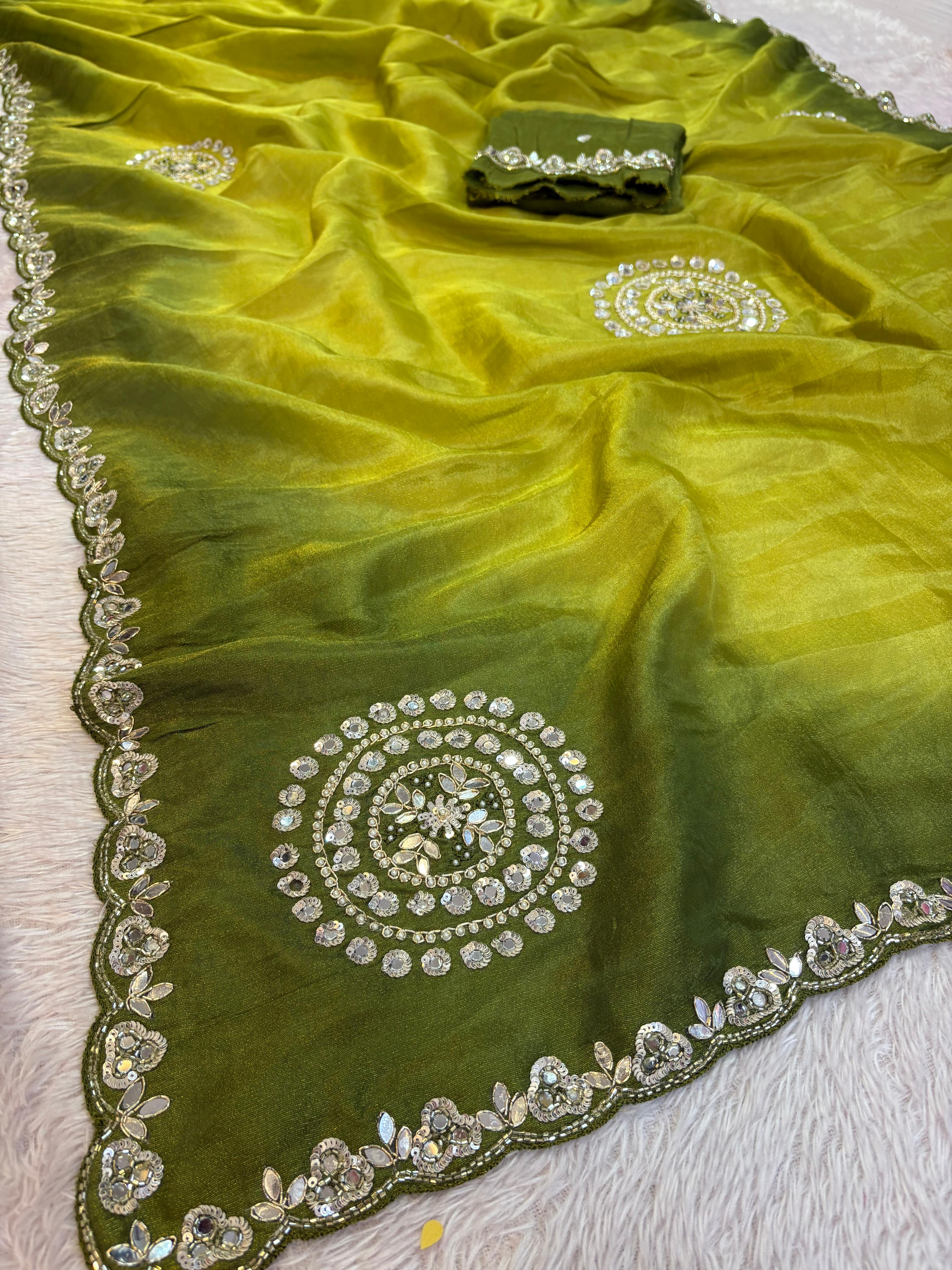 Pure H O Silk saree With Handwork