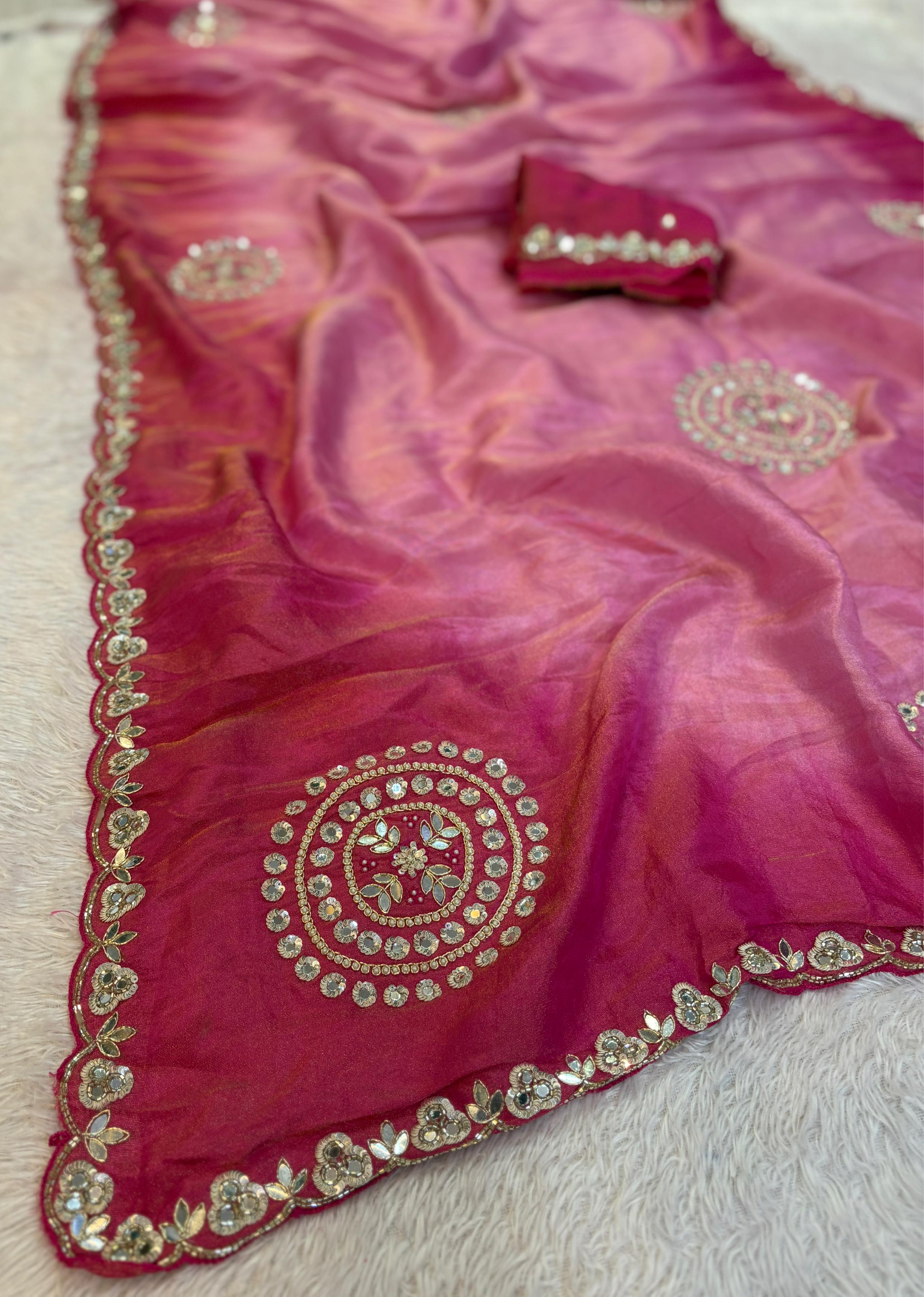 Pure H O Silk saree With Handwork