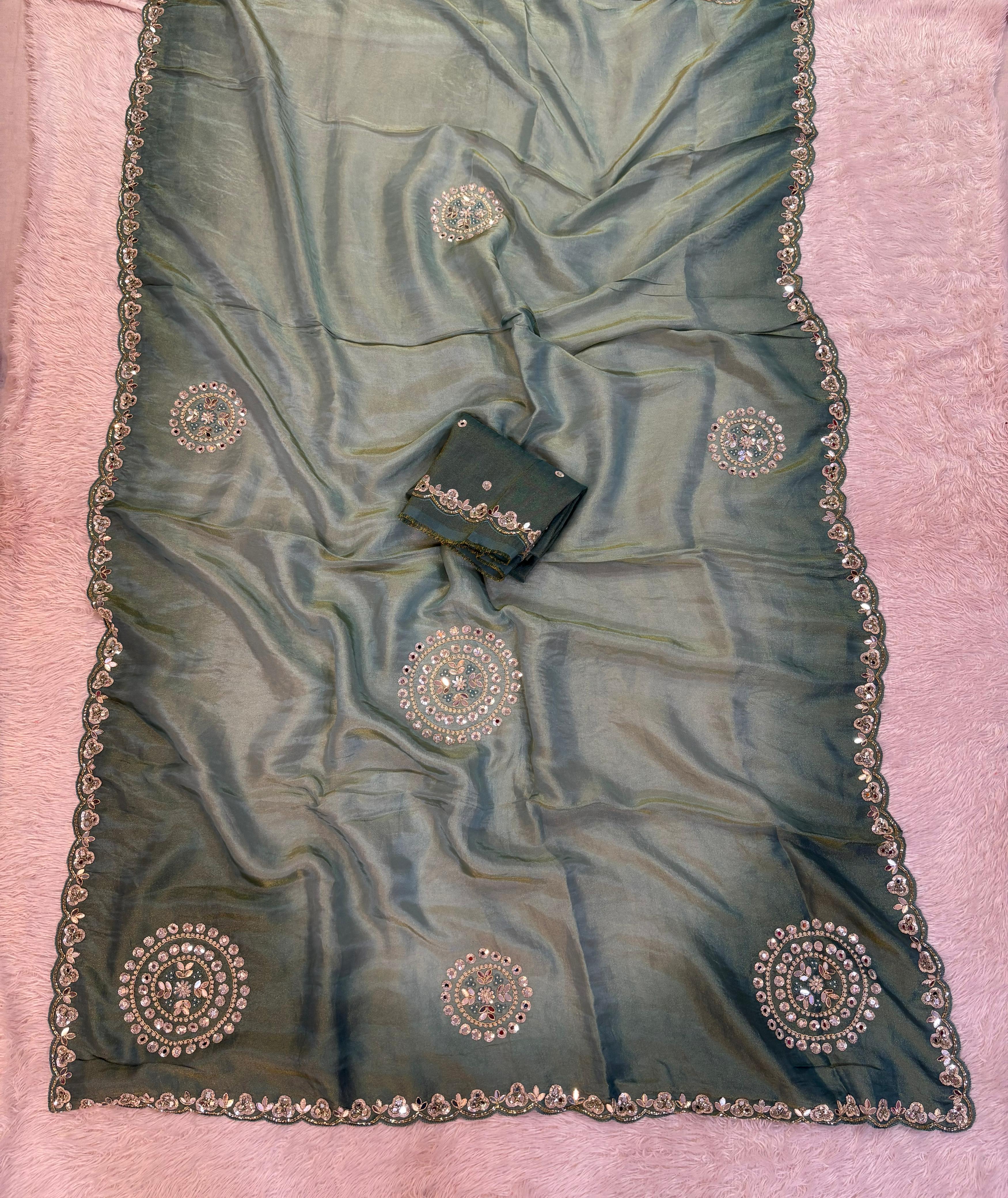 Pure H O Silk saree With Handwork