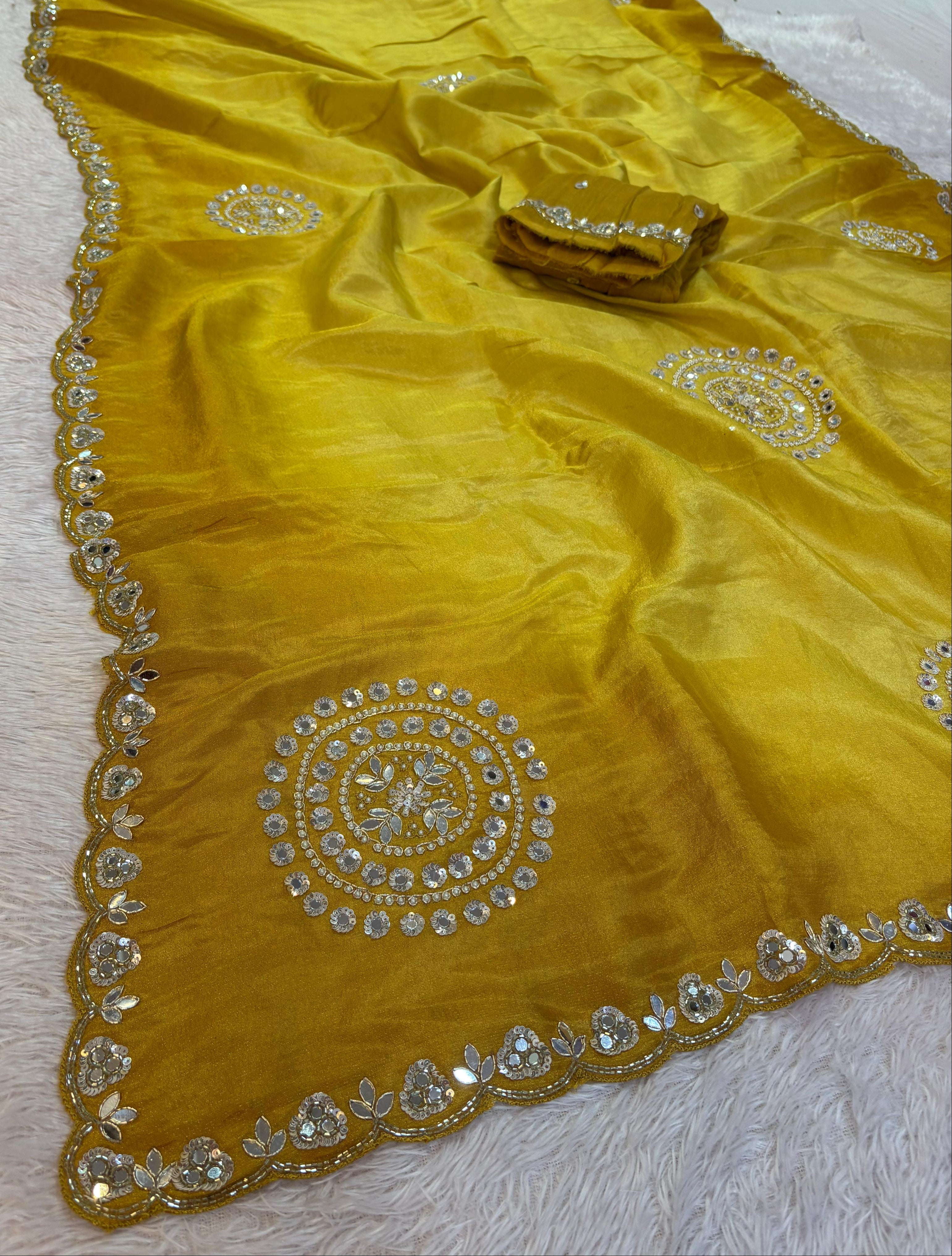 Pure H O Silk saree With Handwork