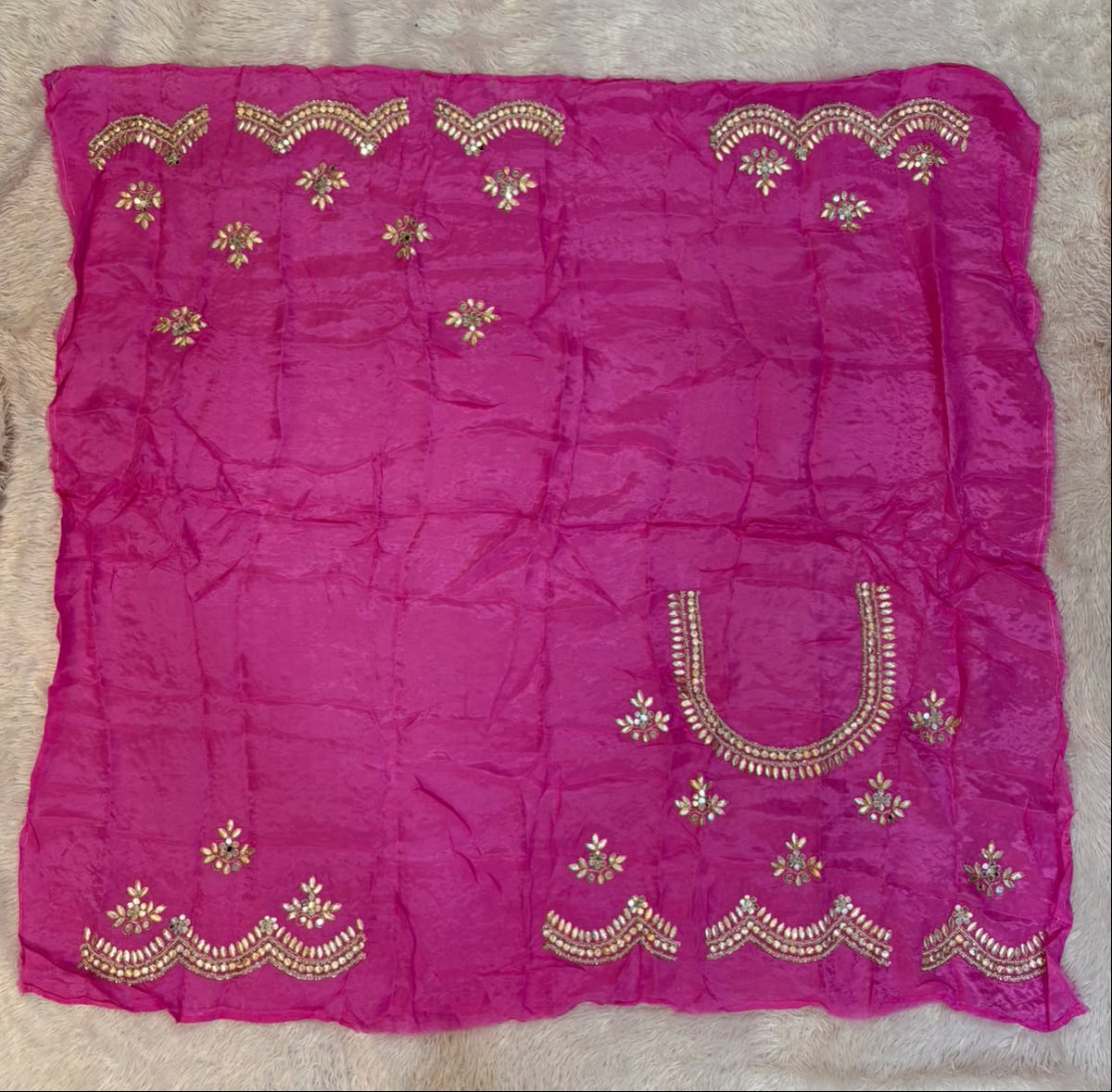 Beautiful Pure Chinon Saree With Designer Blouse