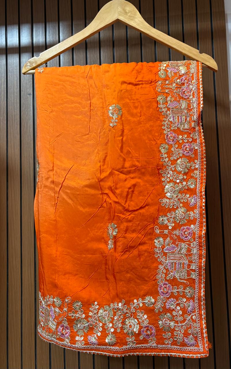 Designer Uppada Silk Fabric Saree With Handwork
