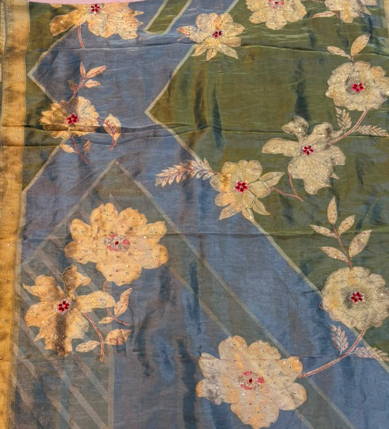 Designer Tissue cosmos Saree With Handwork