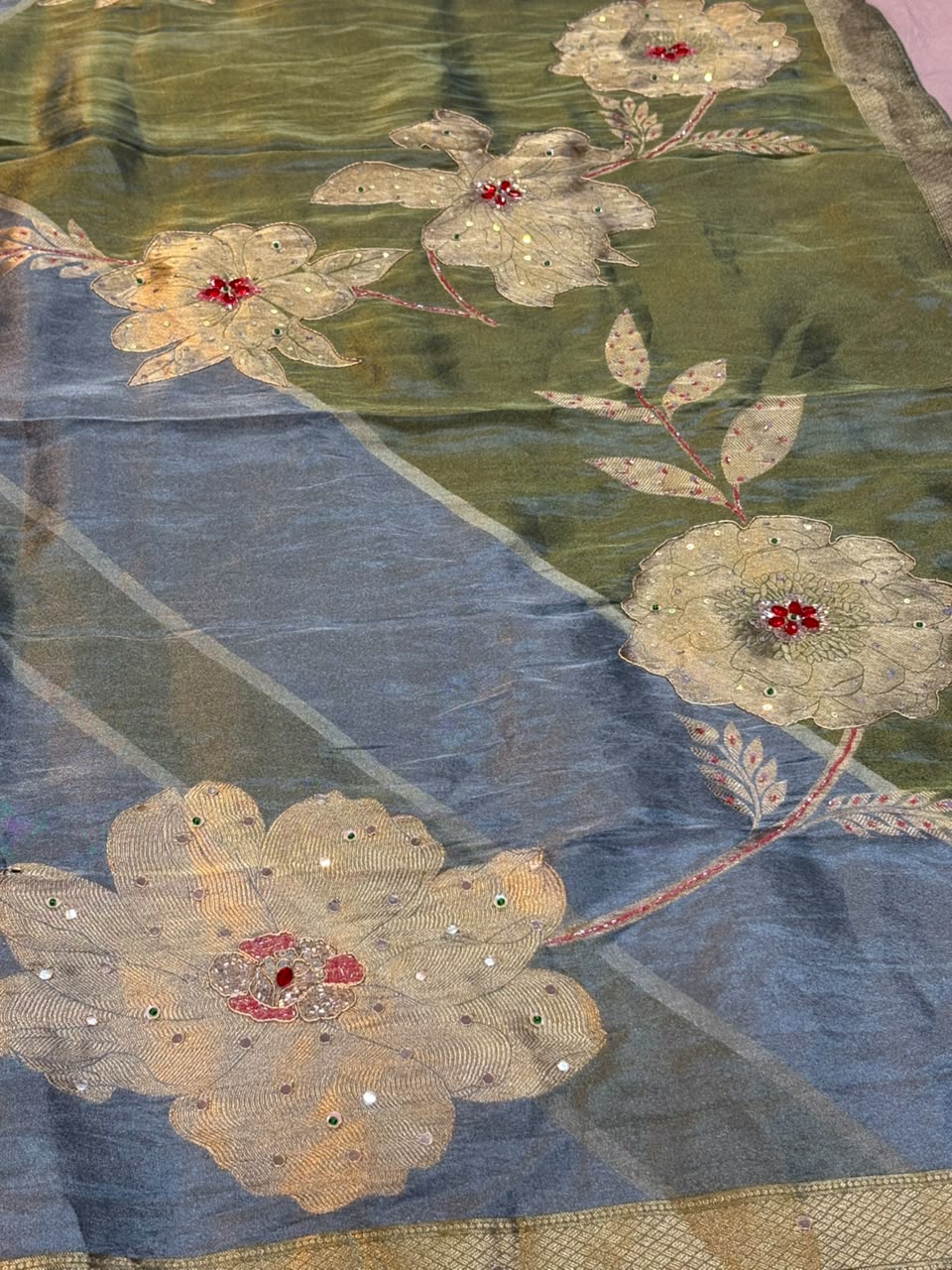 Designer Tissue cosmos Saree With Handwork