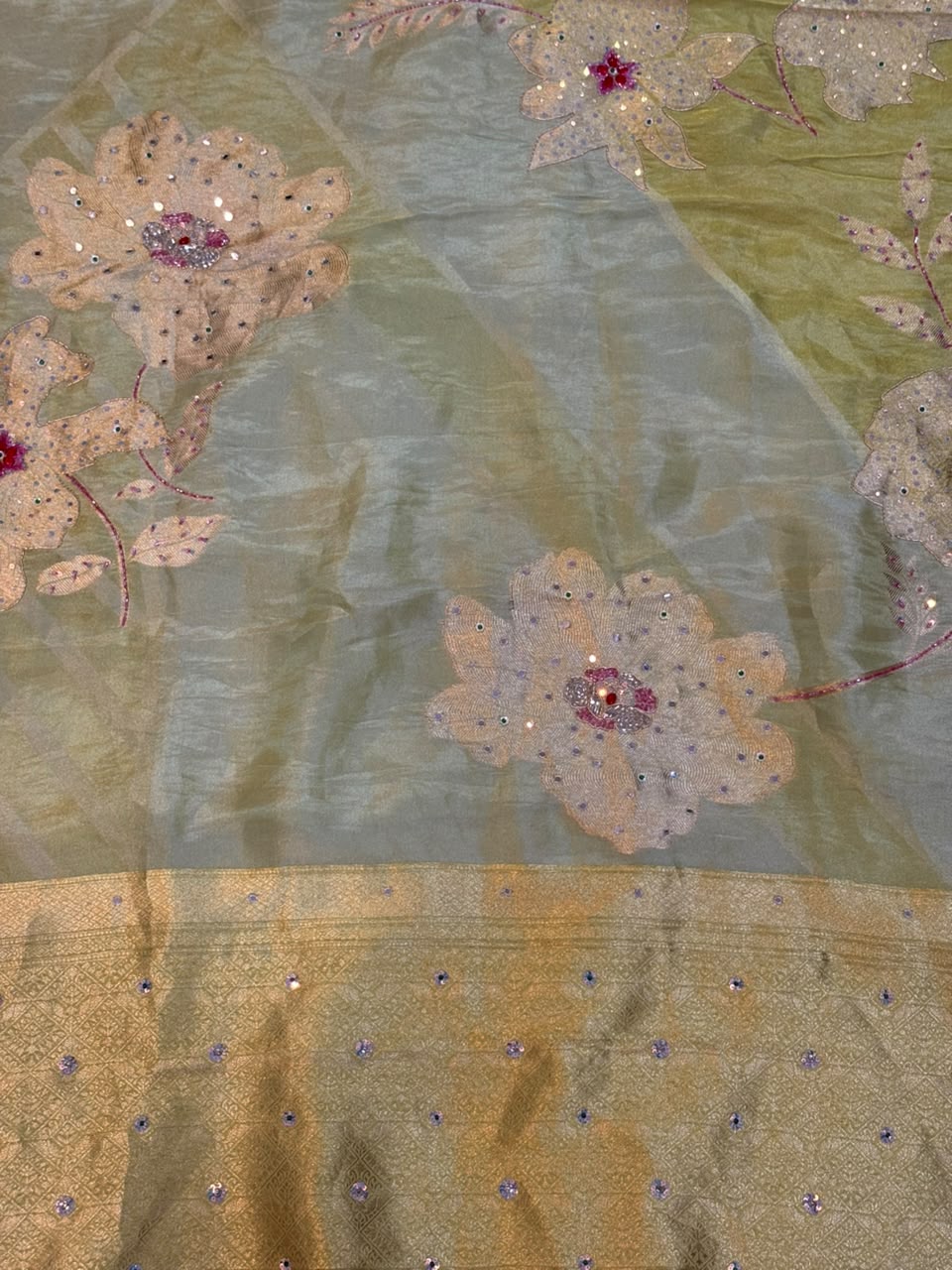 Designer Tissue cosmos Saree With Handwork