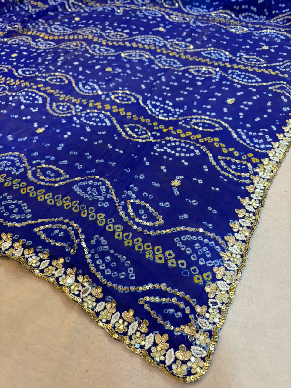 Traditional Pure Ojaria Bandhani Saree With Premium Handwork