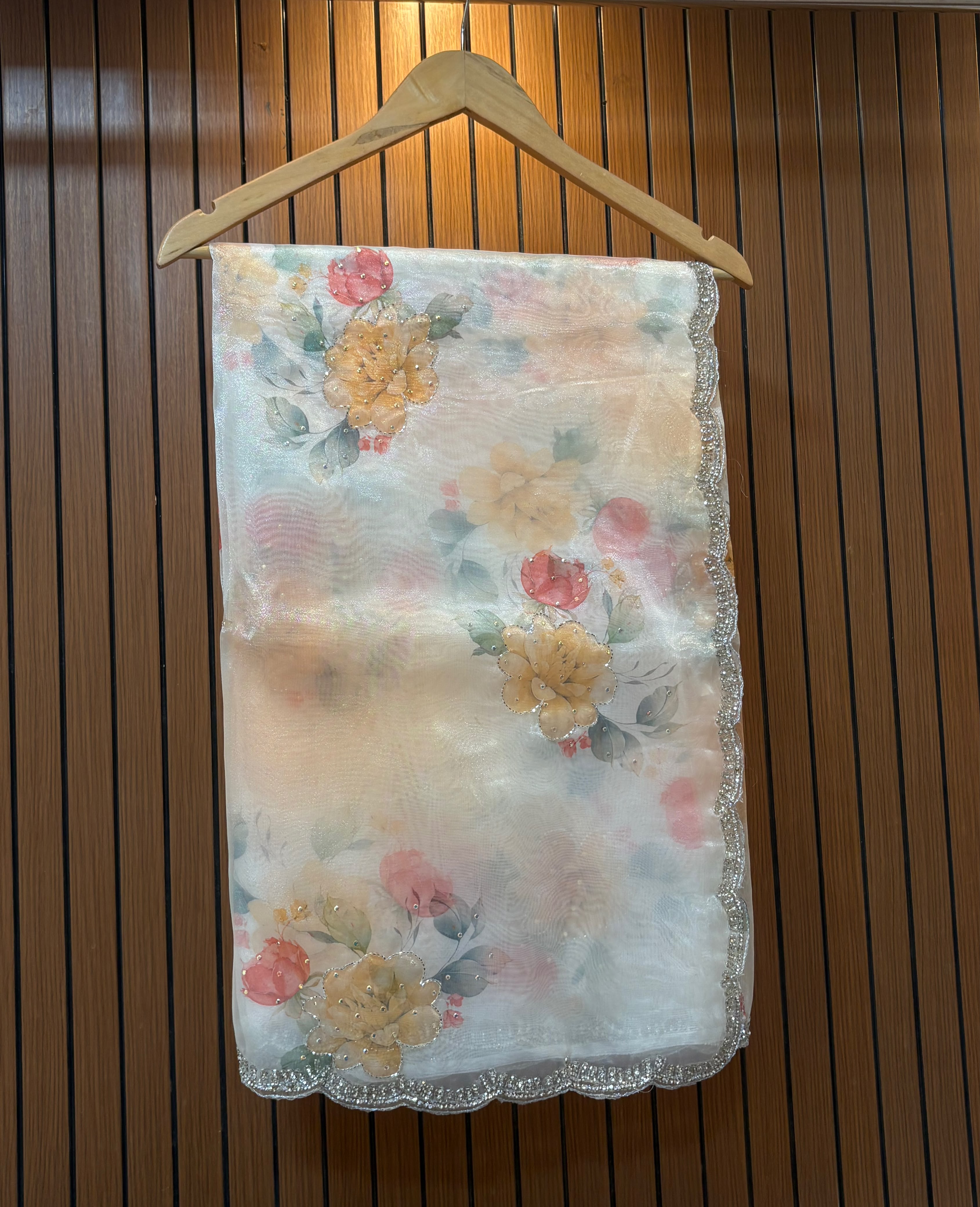 Designer Tissue Saree With floral design