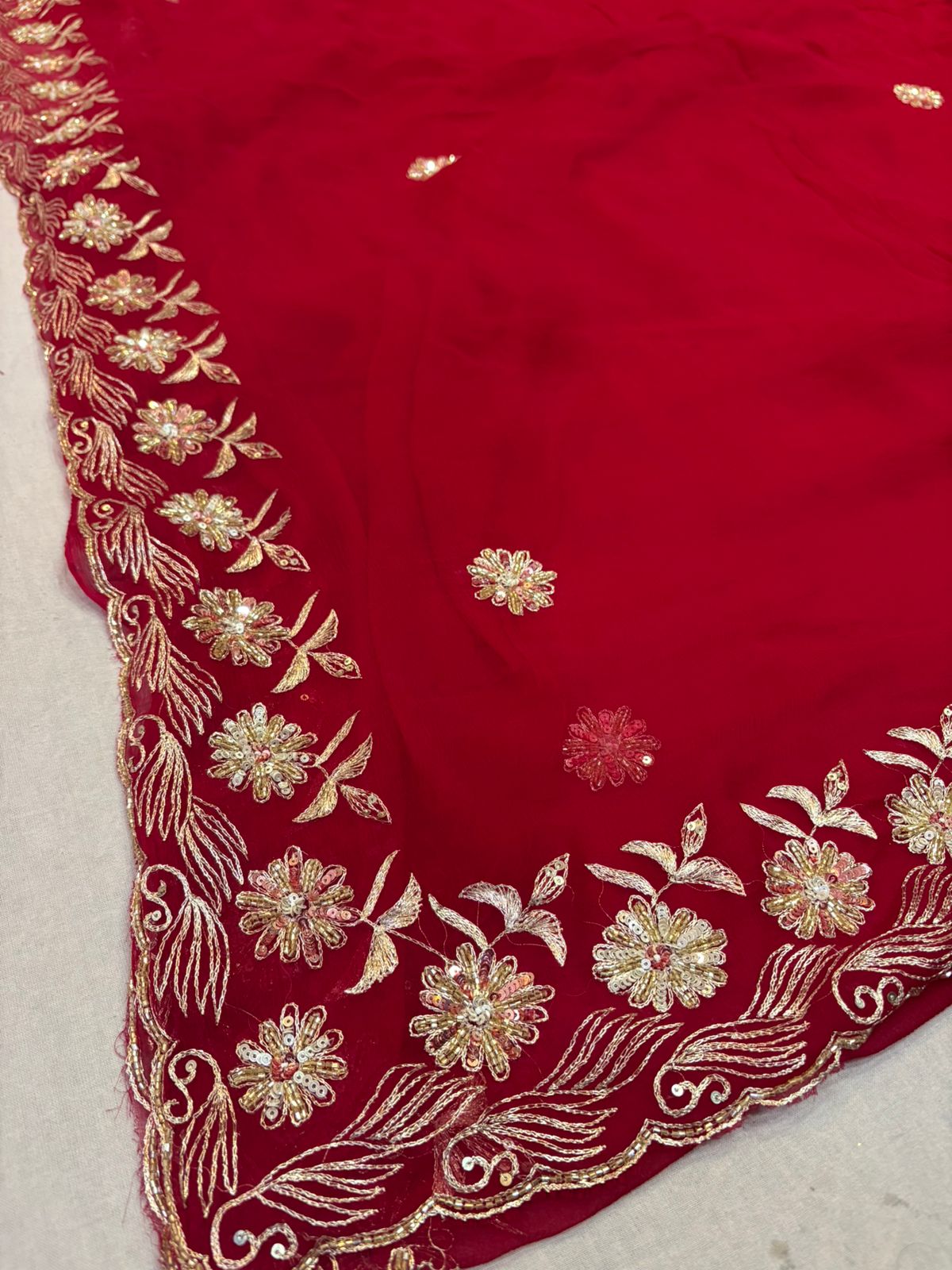 Beautiful Pure Chiffon Saree With Handwork