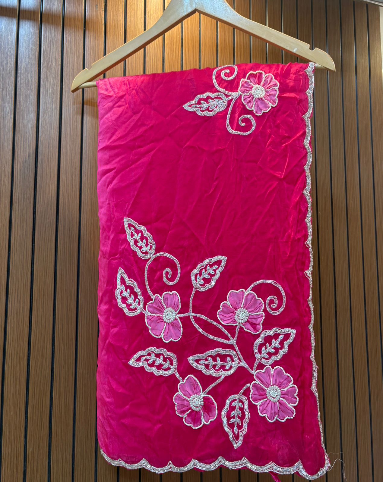 Pure H O Silk Saree With textured floral Handwork