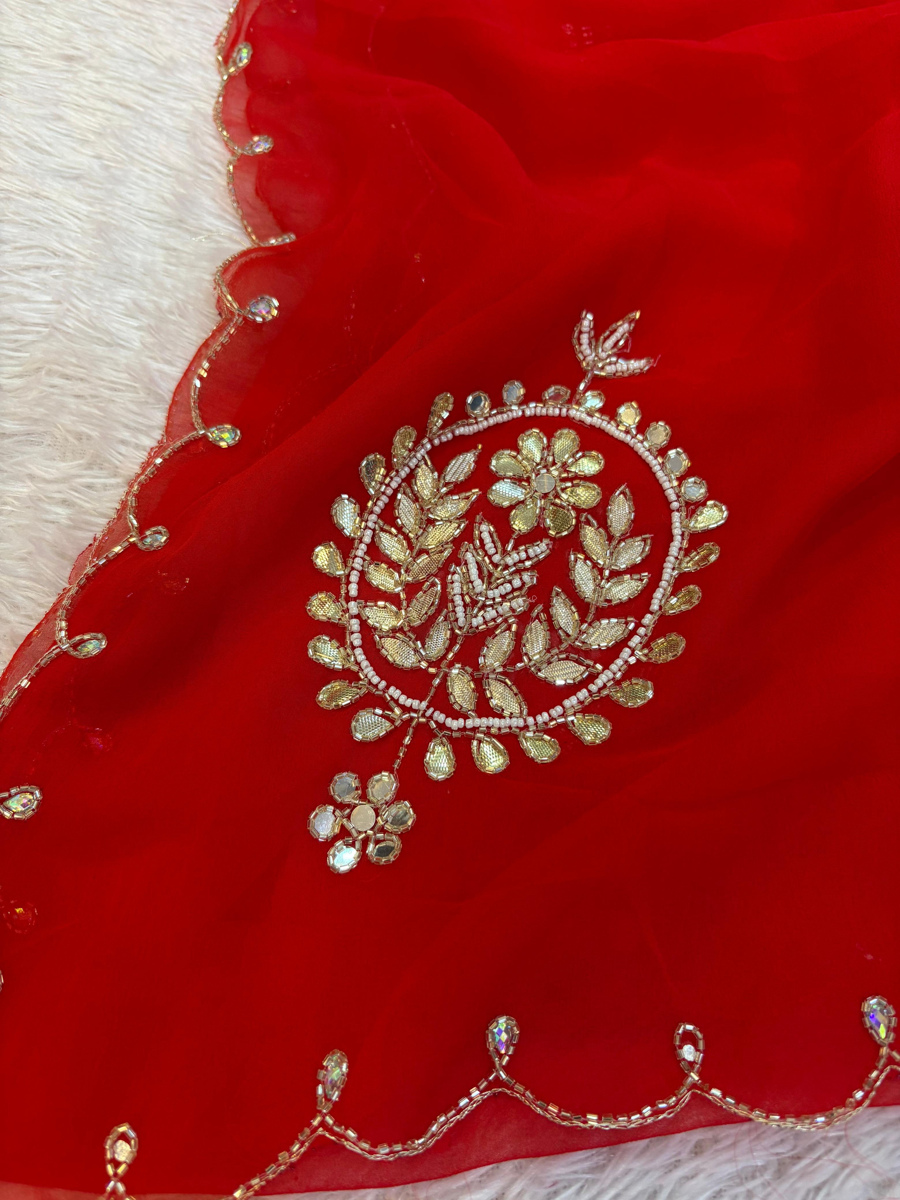 Designer Georgette Saree with Golden Work