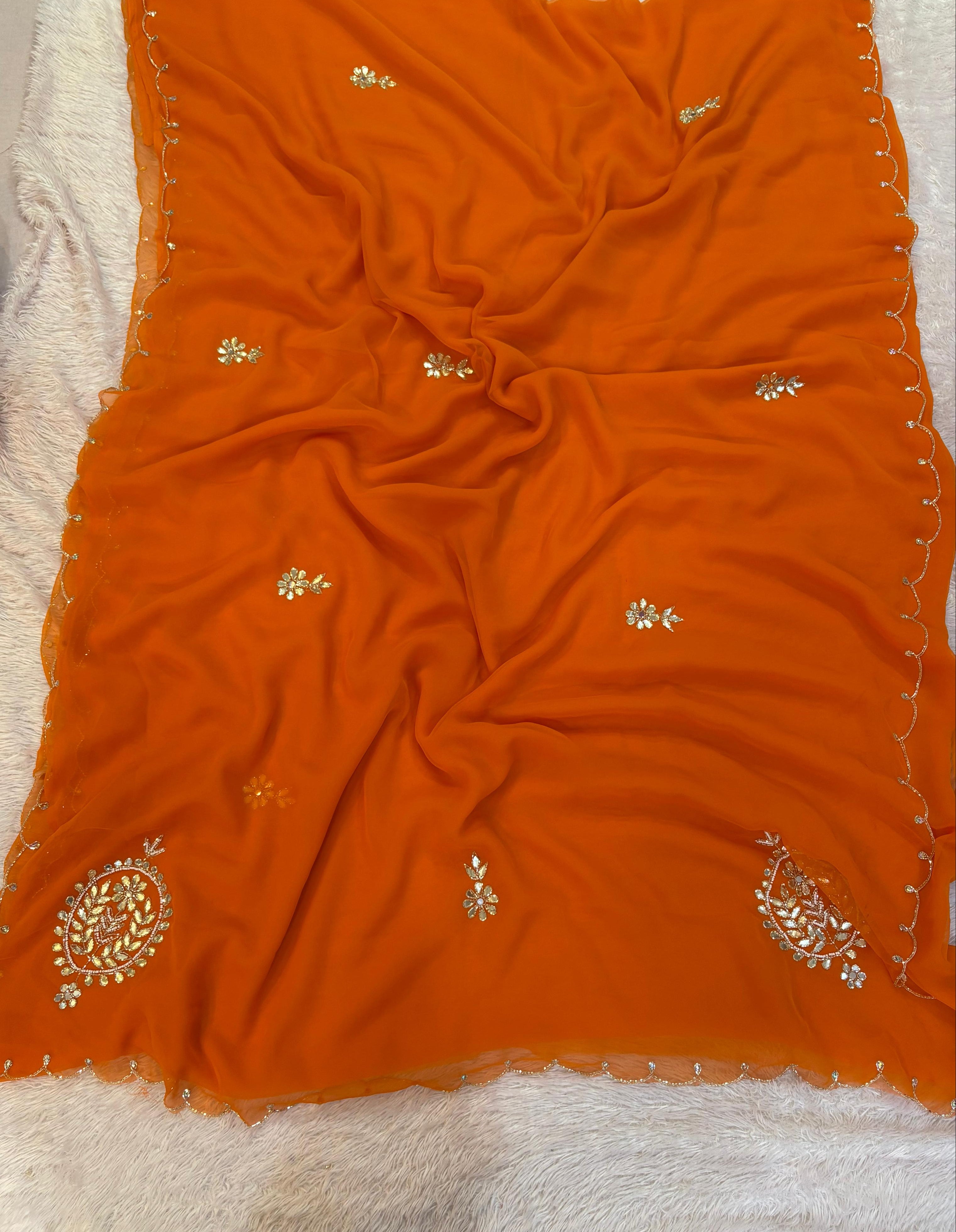 Designer Georgette Saree with Golden Work