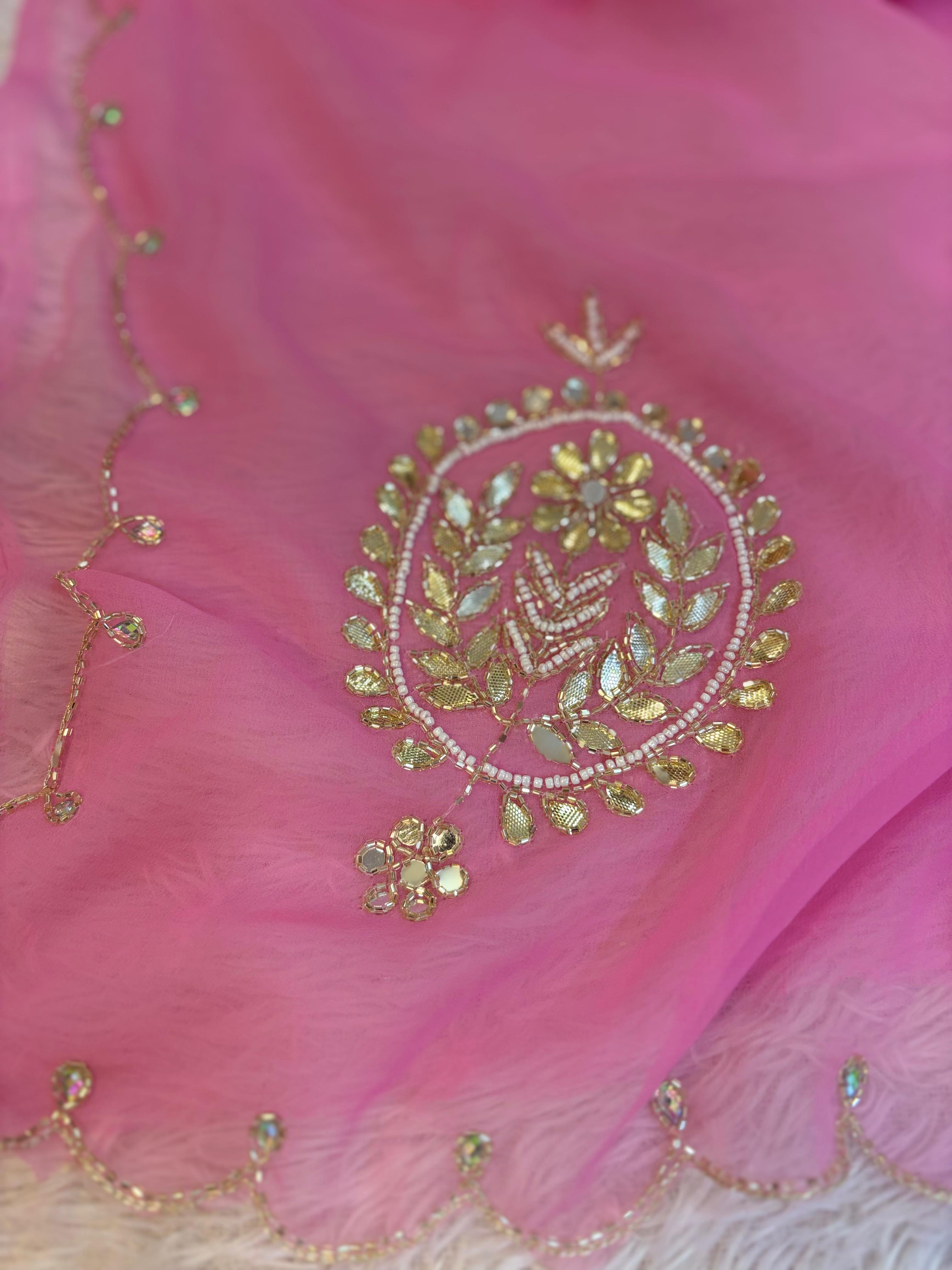 Designer Georgette Saree with Golden Work