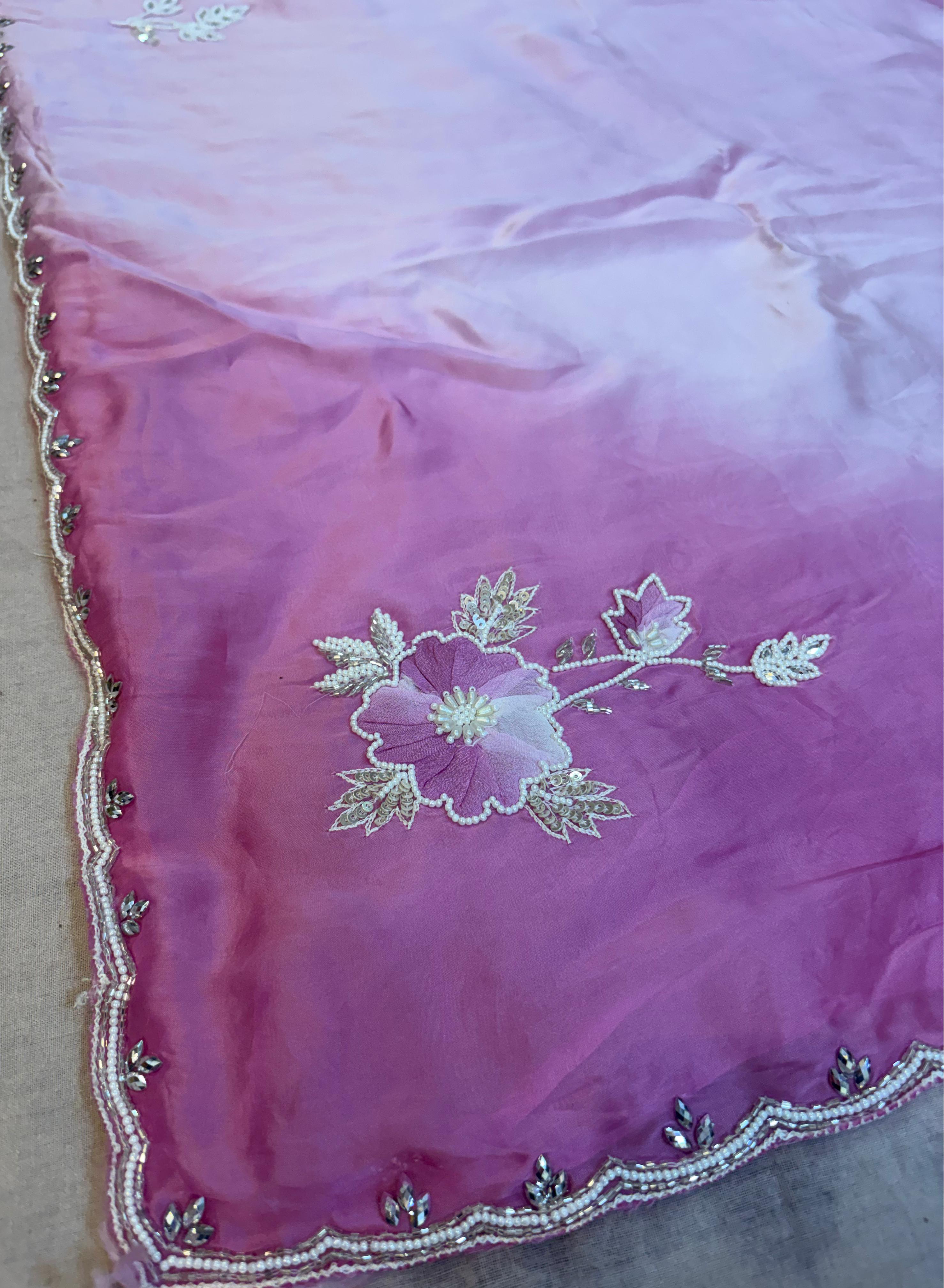 Beautiful Pure H.O Silk Saree With Handwork