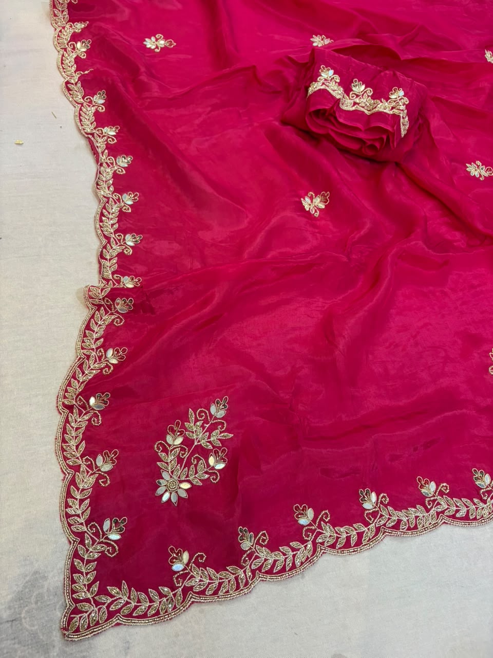 Pure H O Silk saree With Handwork