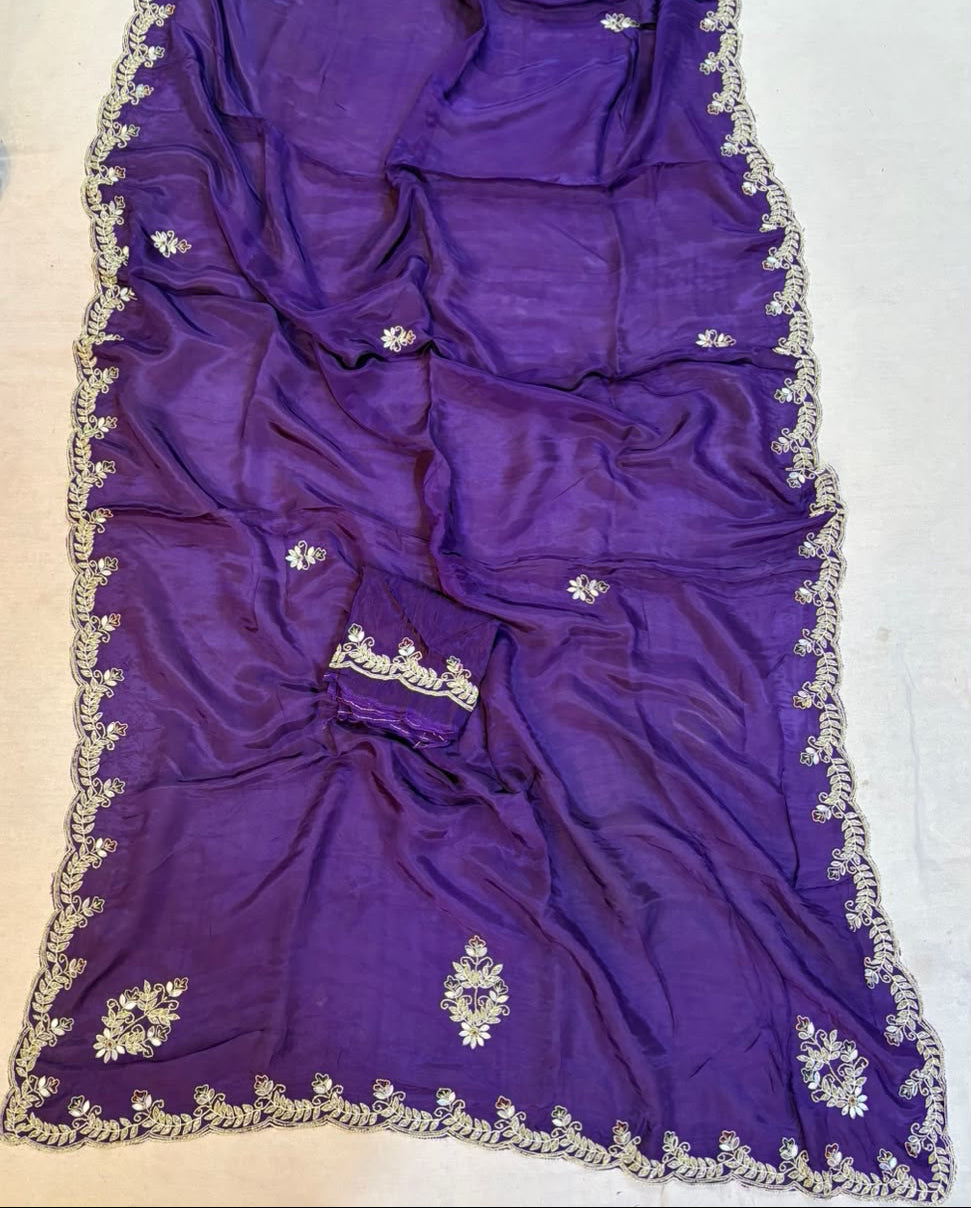 Pure H O Silk saree With Handwork