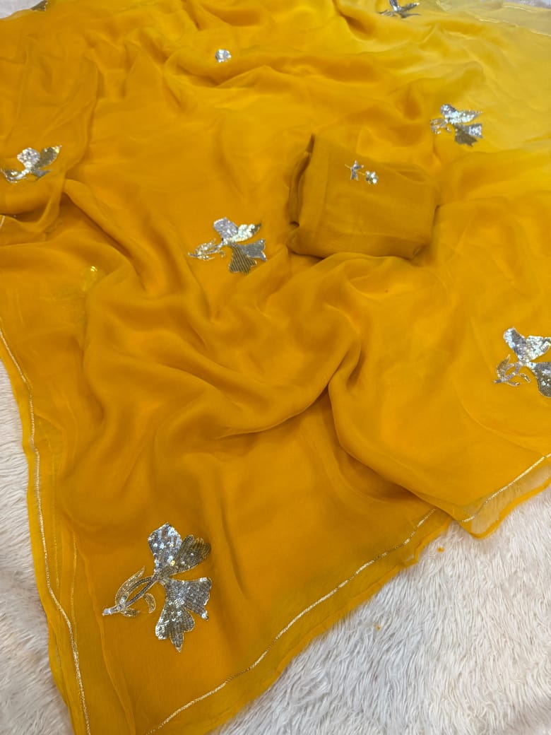 Beautiful Designer Chiffon Saree With Handwork