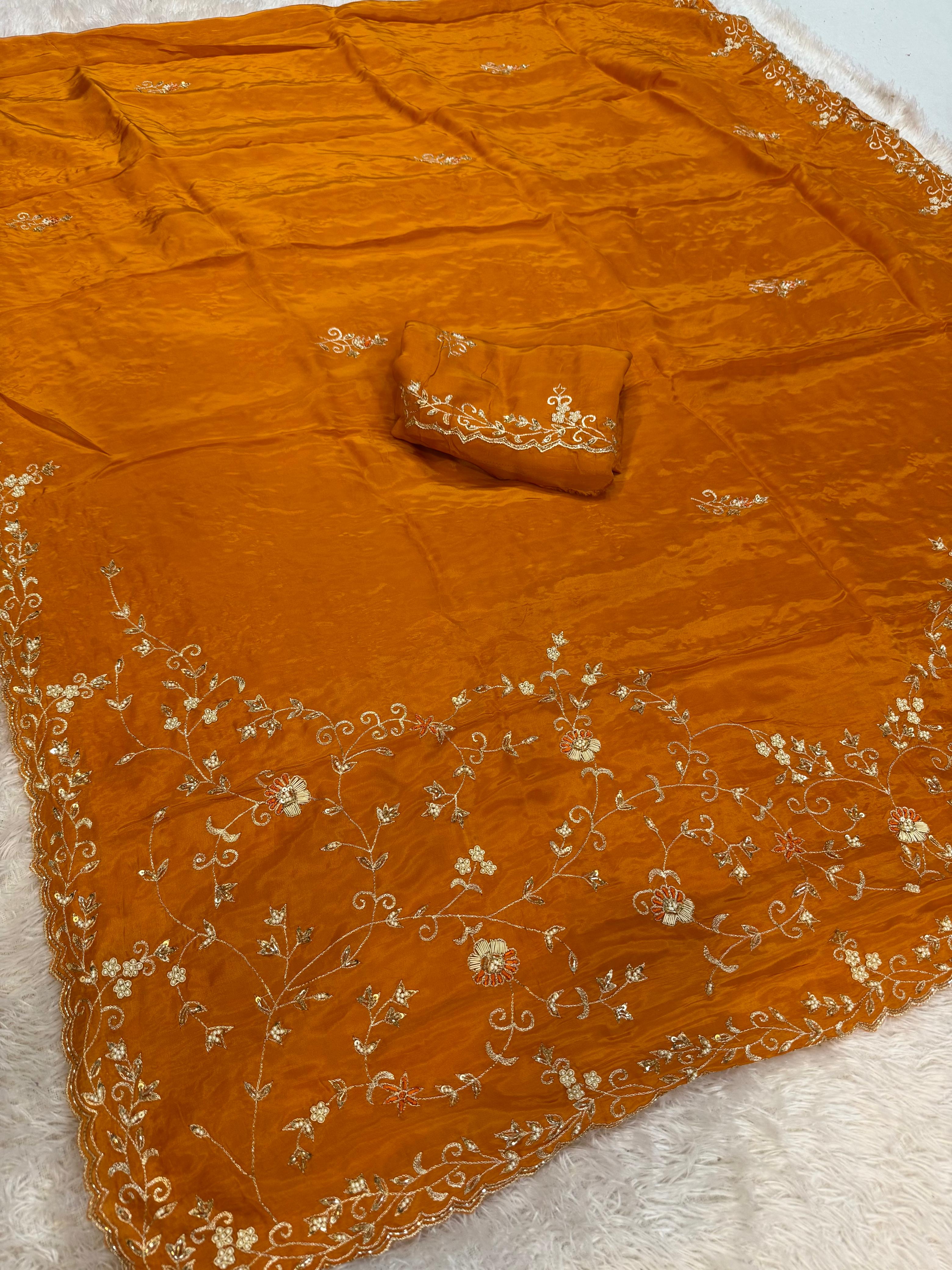 Beautiful Pure H O Silk Saree With Premium Handwork