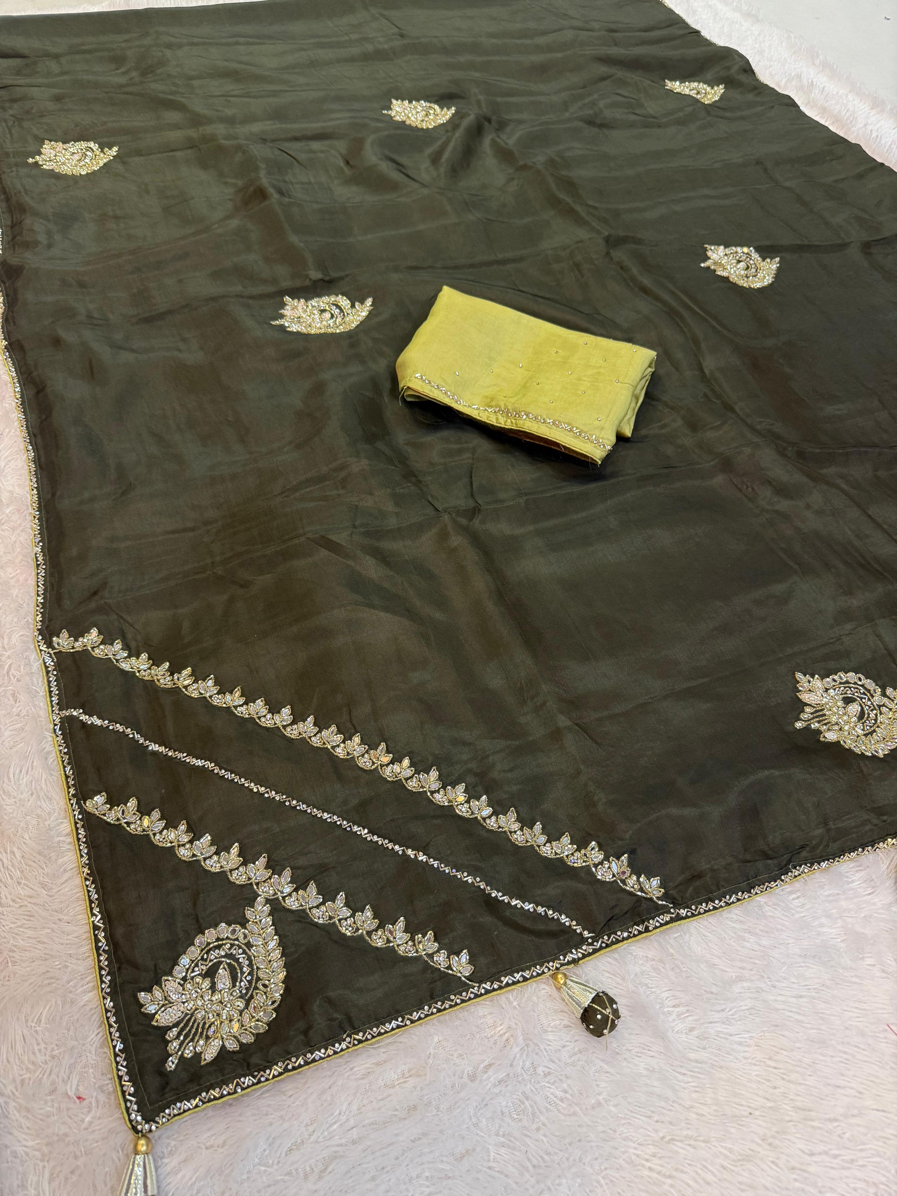 Designer Uppada Silk Febric Saree With Handwork