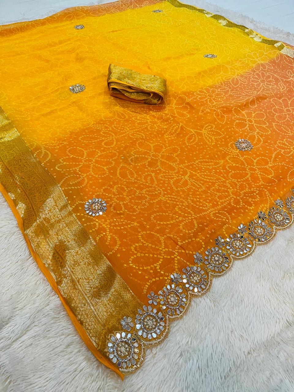 Pure Georgette Saree With Handwork