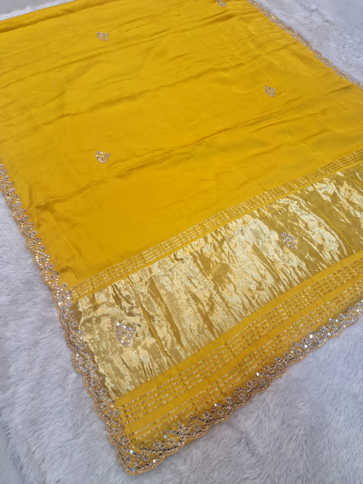 Pure Gajji Silk Saree With Premium Handwork