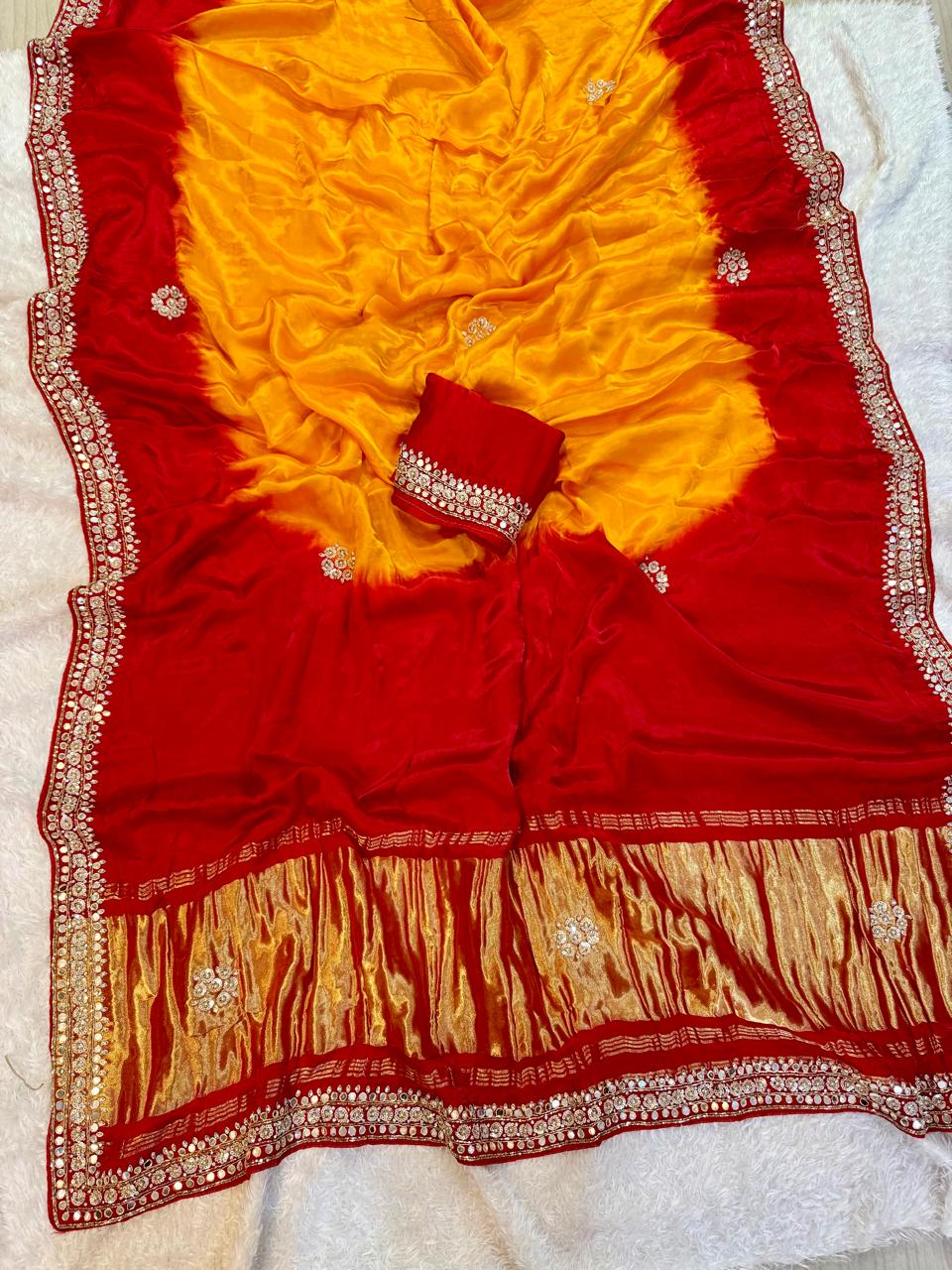 Designer Gajji Silk Saree With Handwork Border