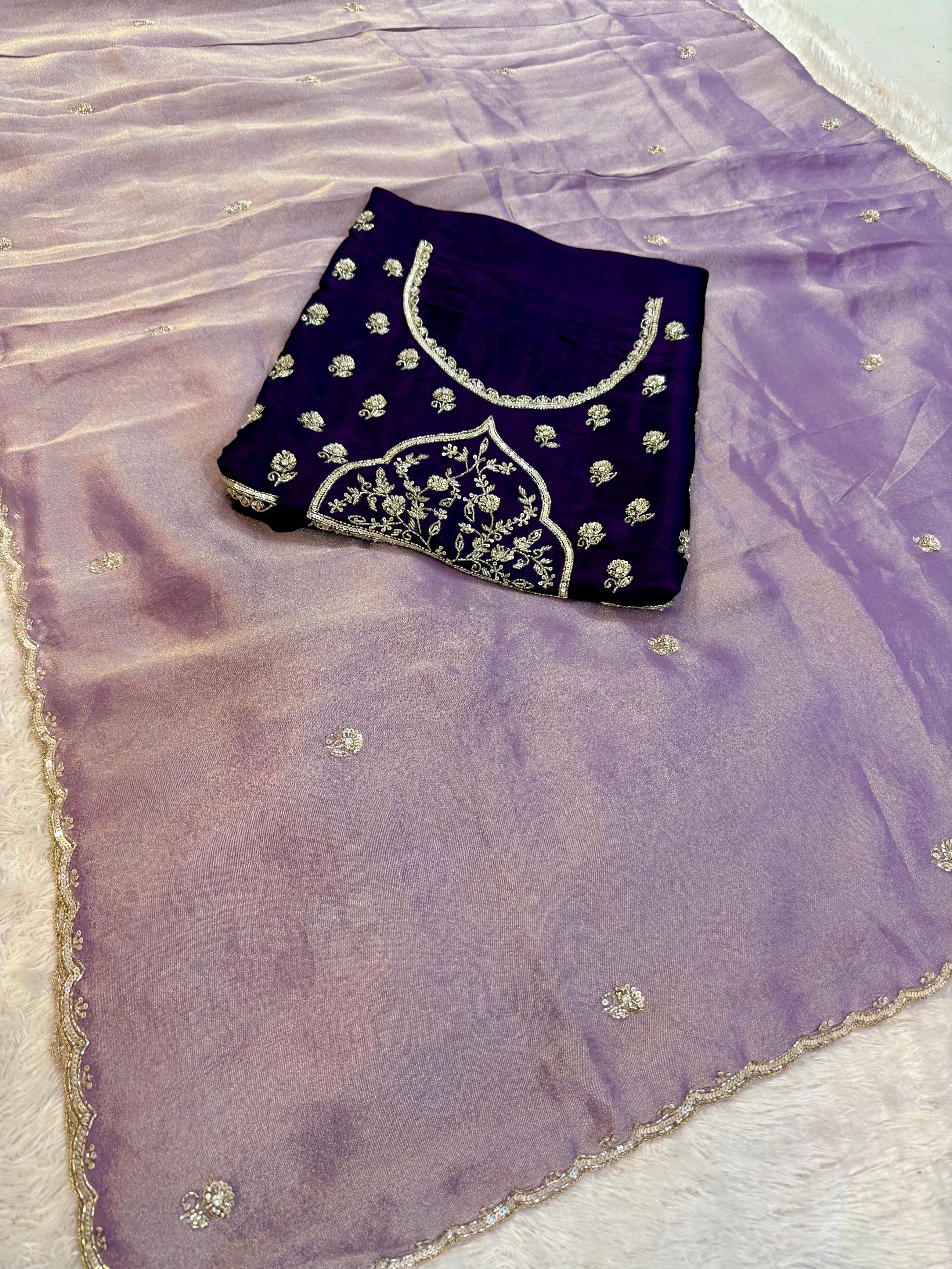 Premium Tissue Saree With Handwork