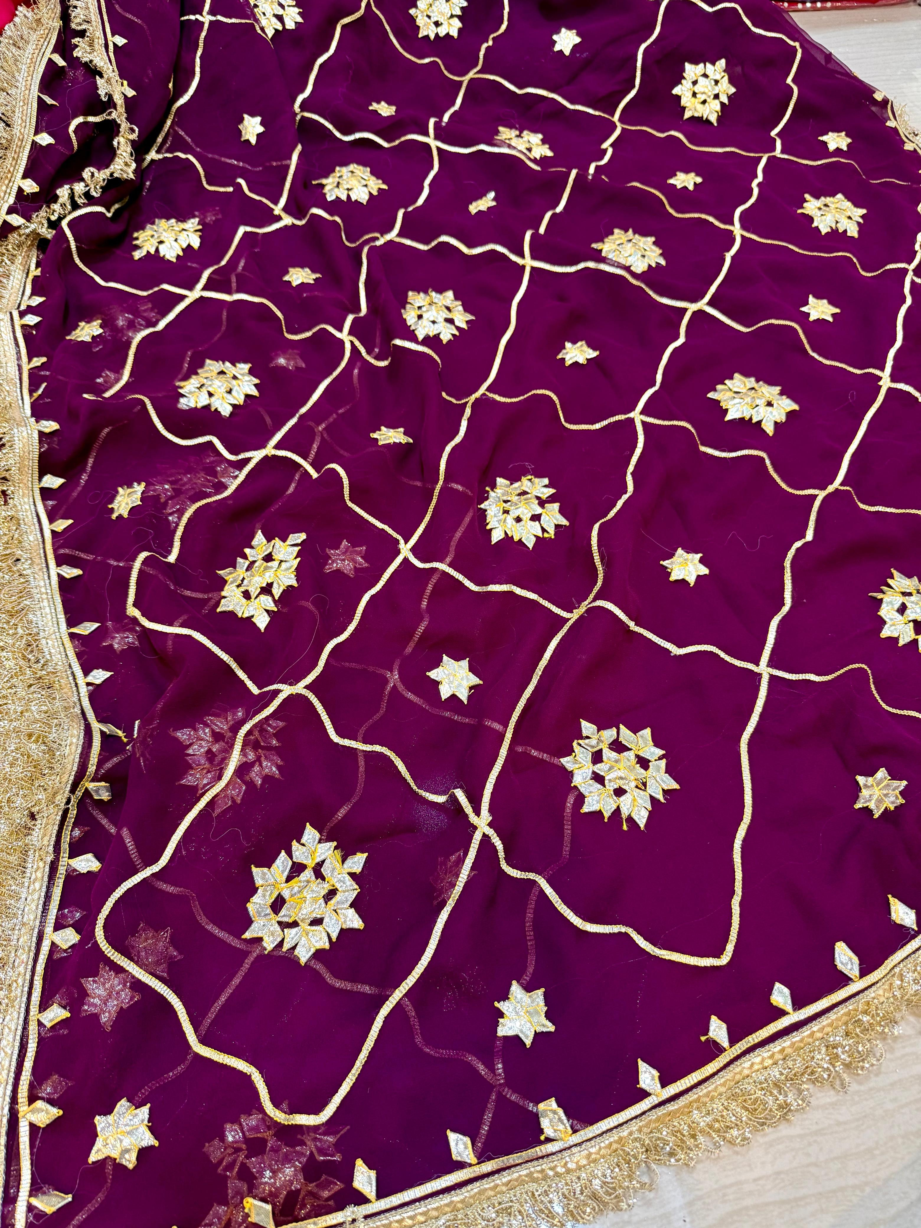 Beautiful Weightless Georgatte Saree With Gottapatti Work