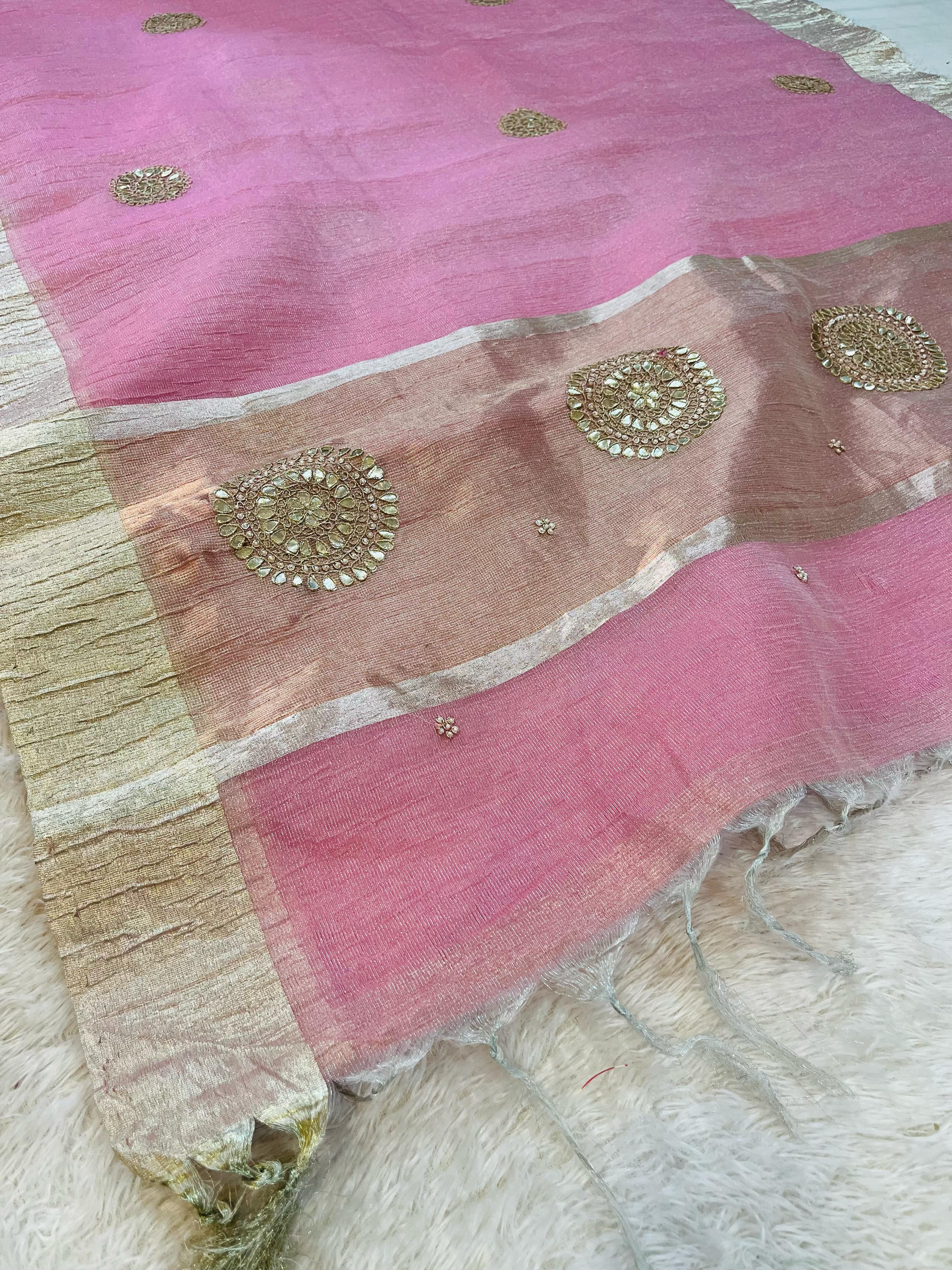 Designer Tissue Saree With Handwork