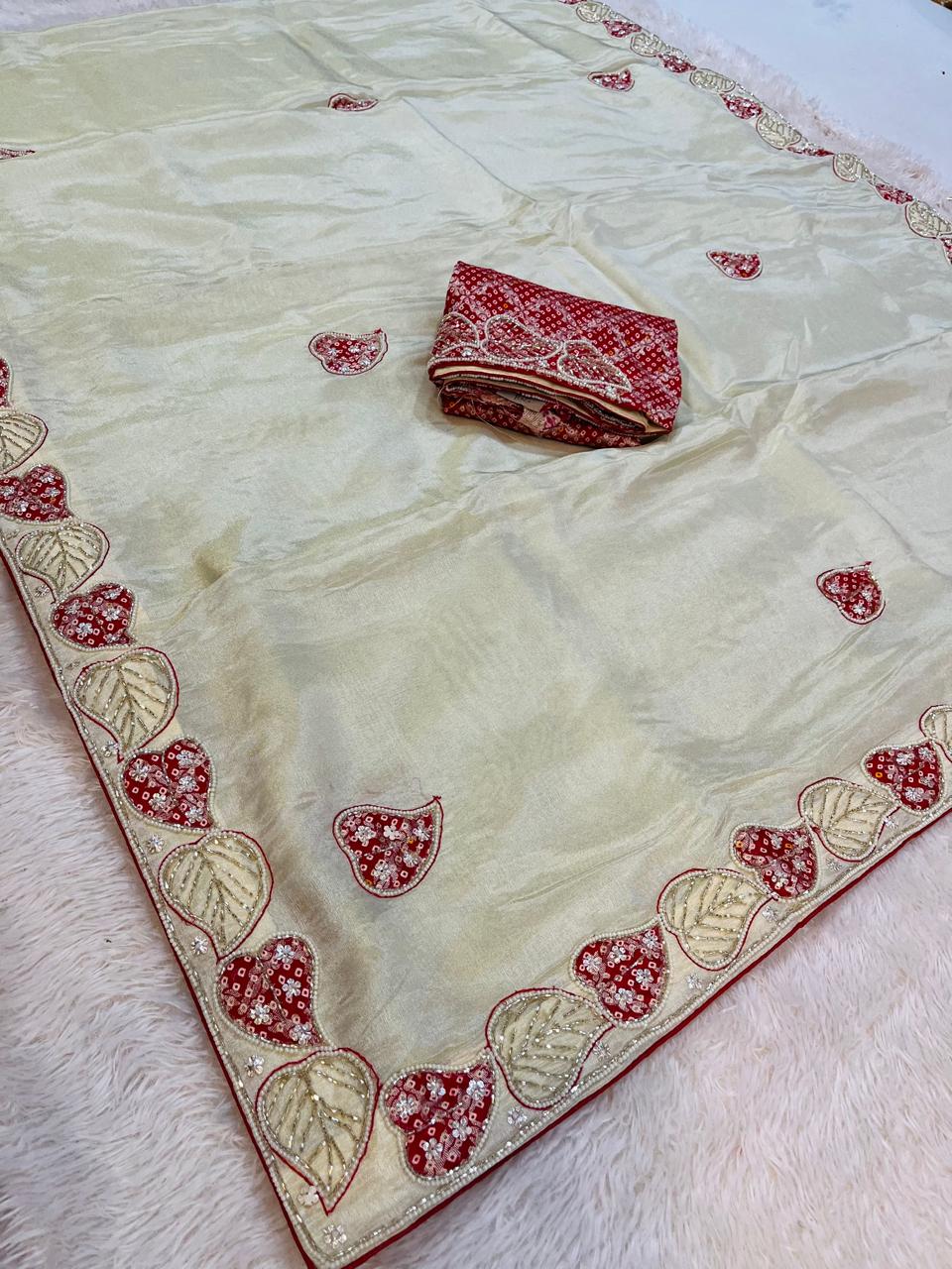 Luxury Tissue Work Saree With Beautiful Handwork