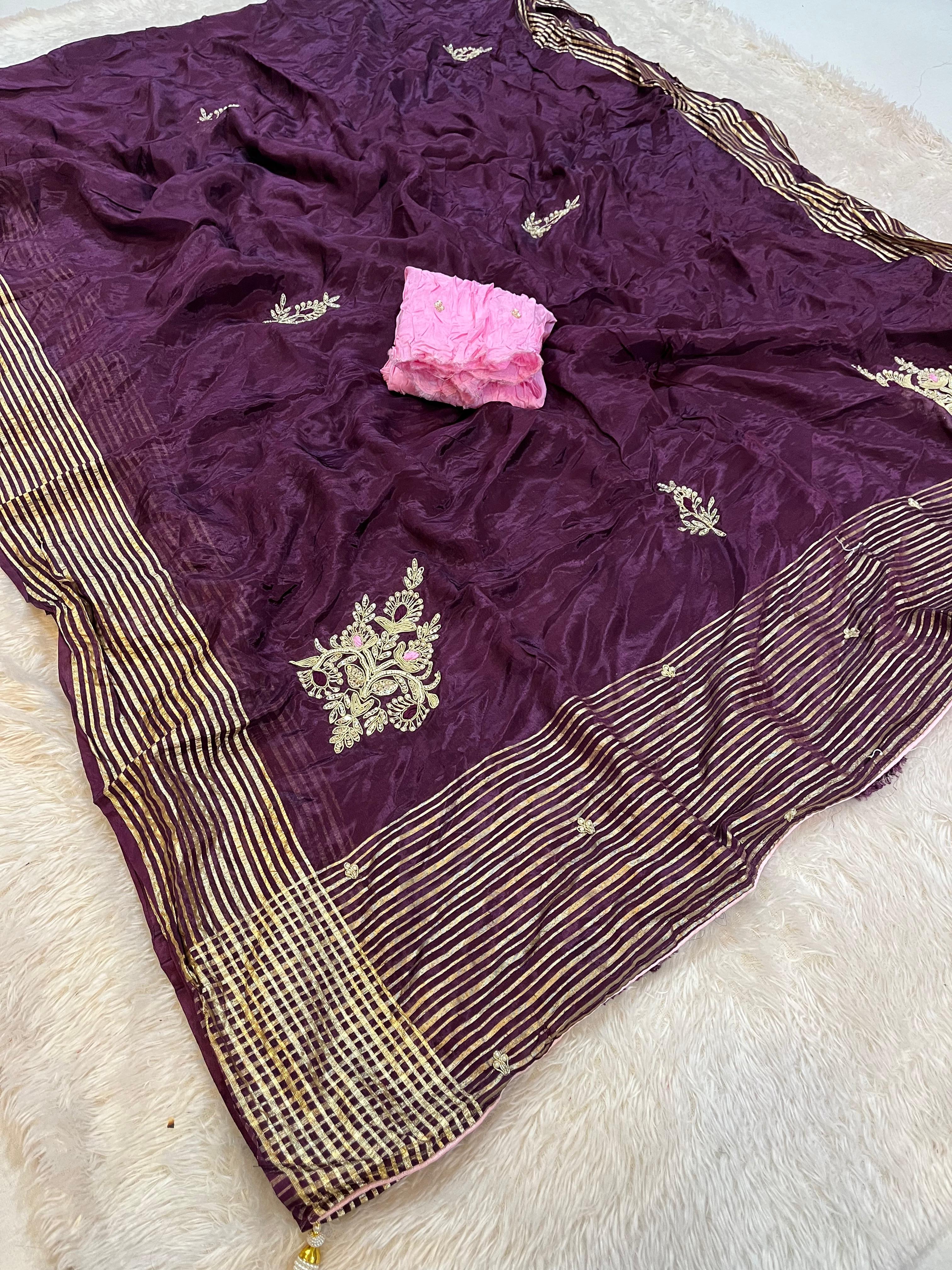 Pure H O Silk Saree With Handwork