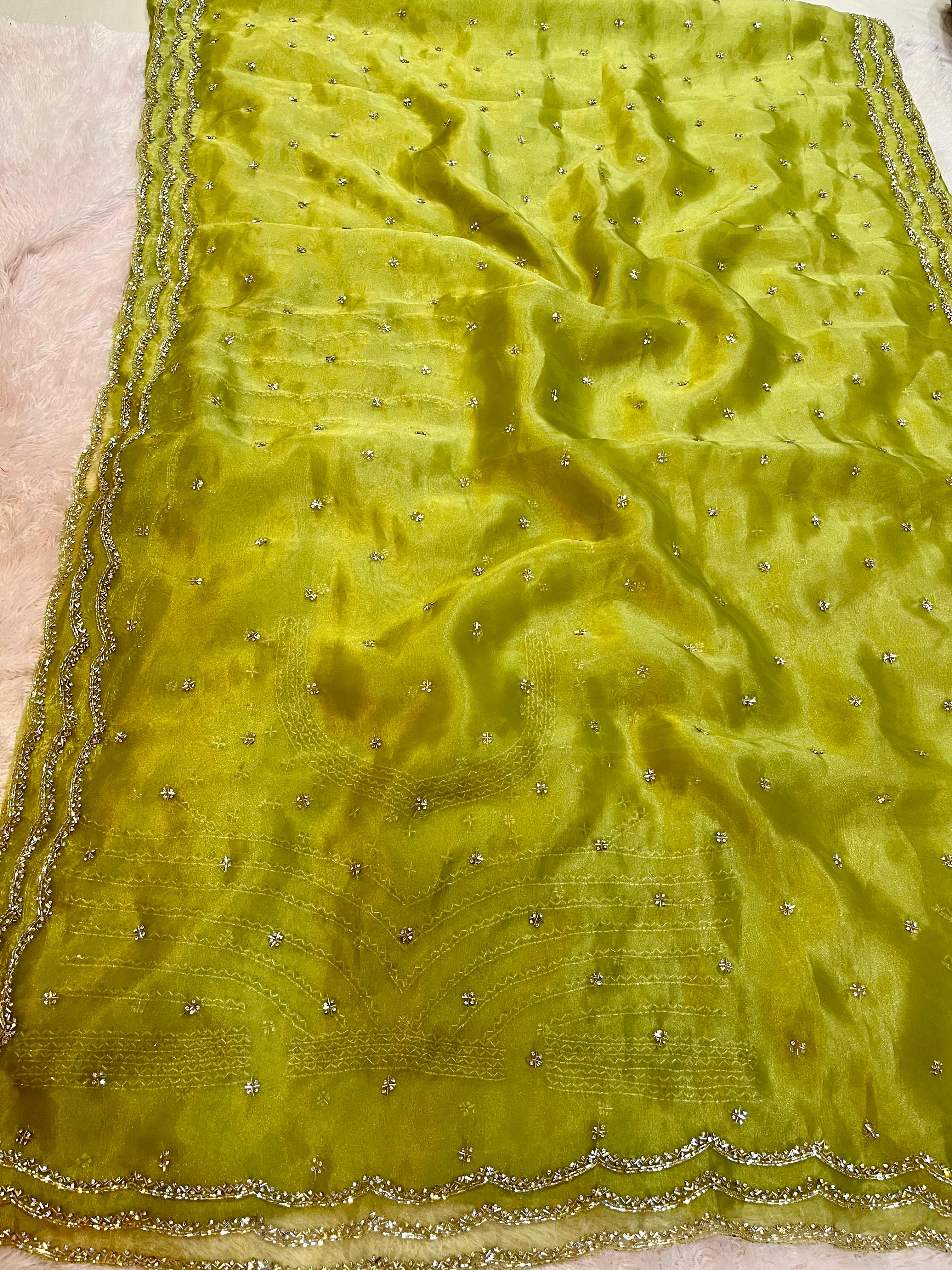 Beautiful Tissue Saree With Handwork