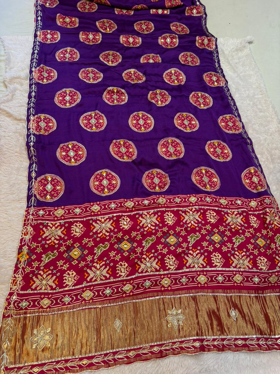 Traditional Pure Modal Silk Saree With Gottapatti Work