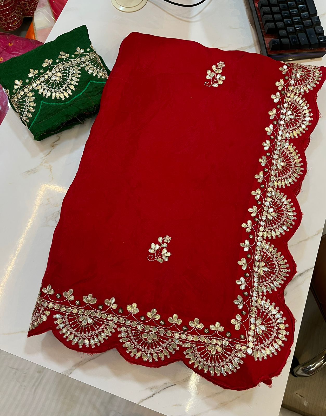 Beautiful Pure H.O. Silk Saree With Handwork Fancy Cut Border