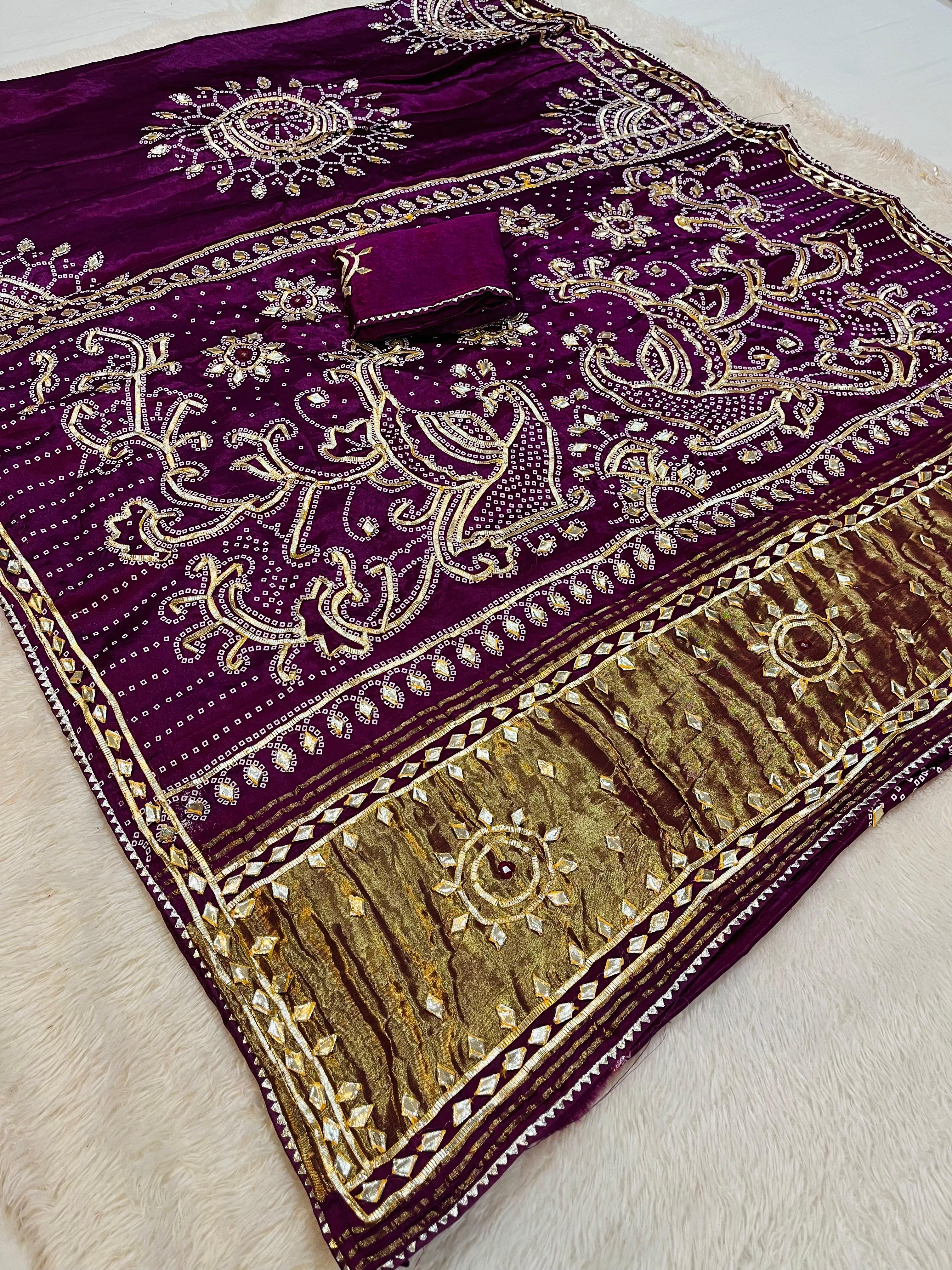 Traditional Gajji Silk Saree With Gottapatti Work