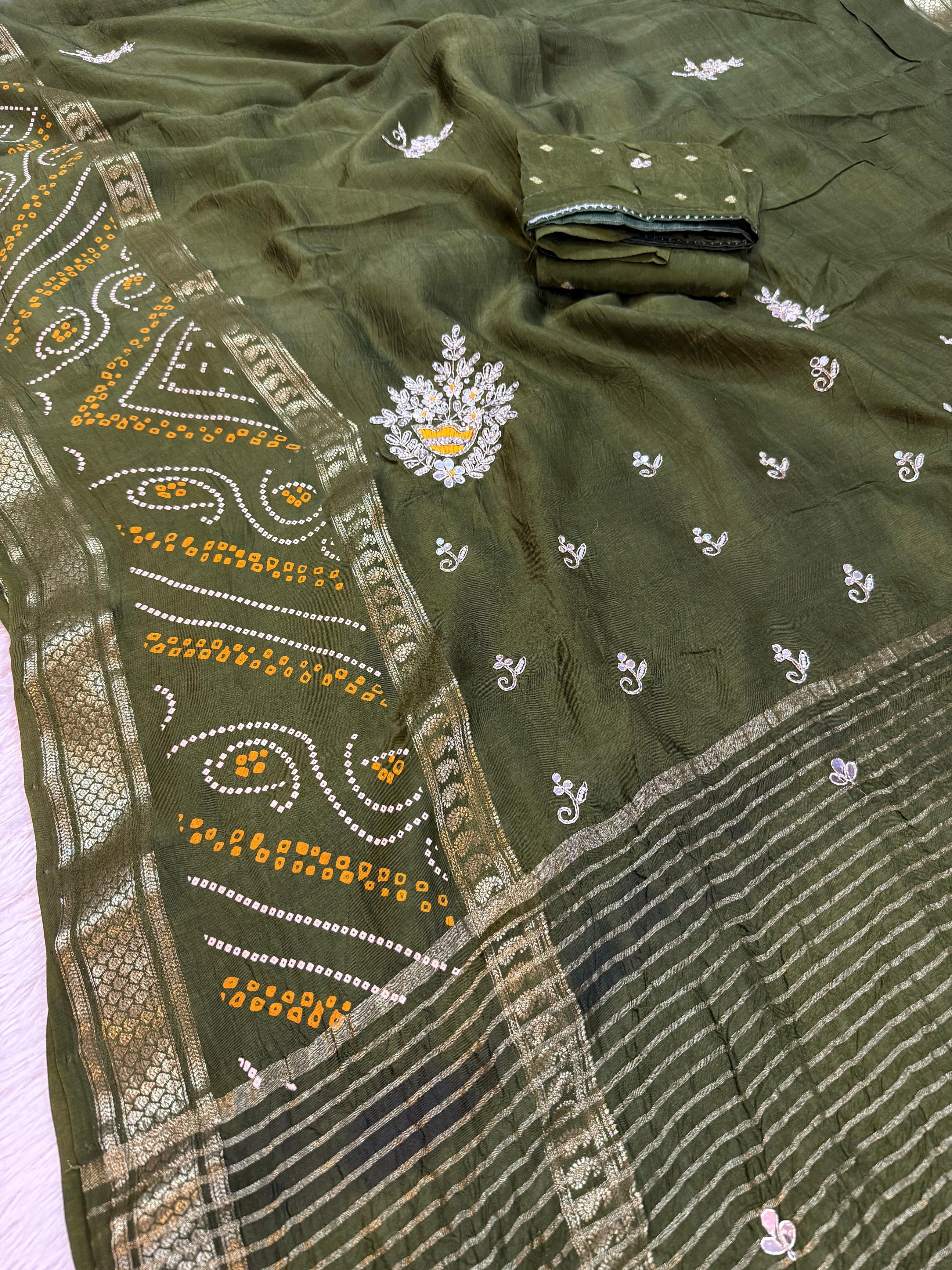 Traditional Dolla Silk Saree With Handwork