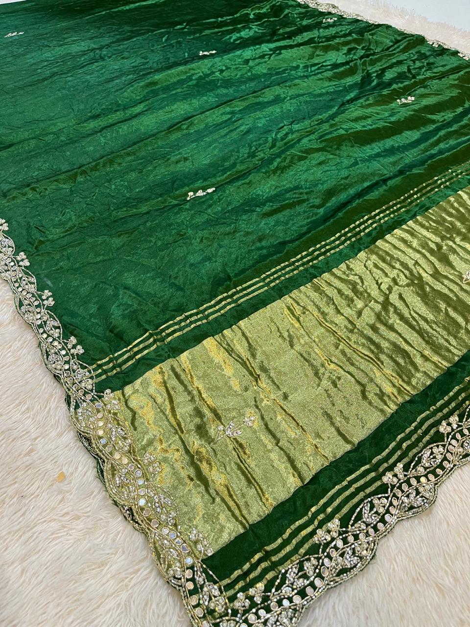 Pure Gajji Silk Saree With Handwork Border