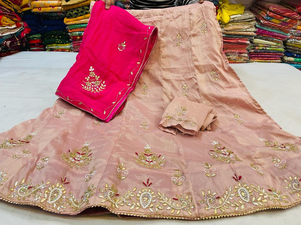 Cosmos Lahanga Design X Handwork X Pure Organza Dupatta