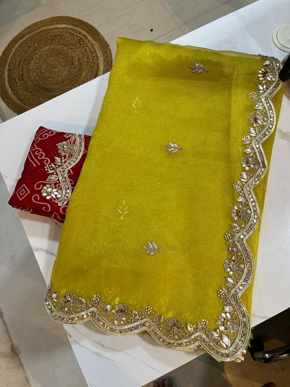 Traditional Tissue Saree With Gotapatti Work