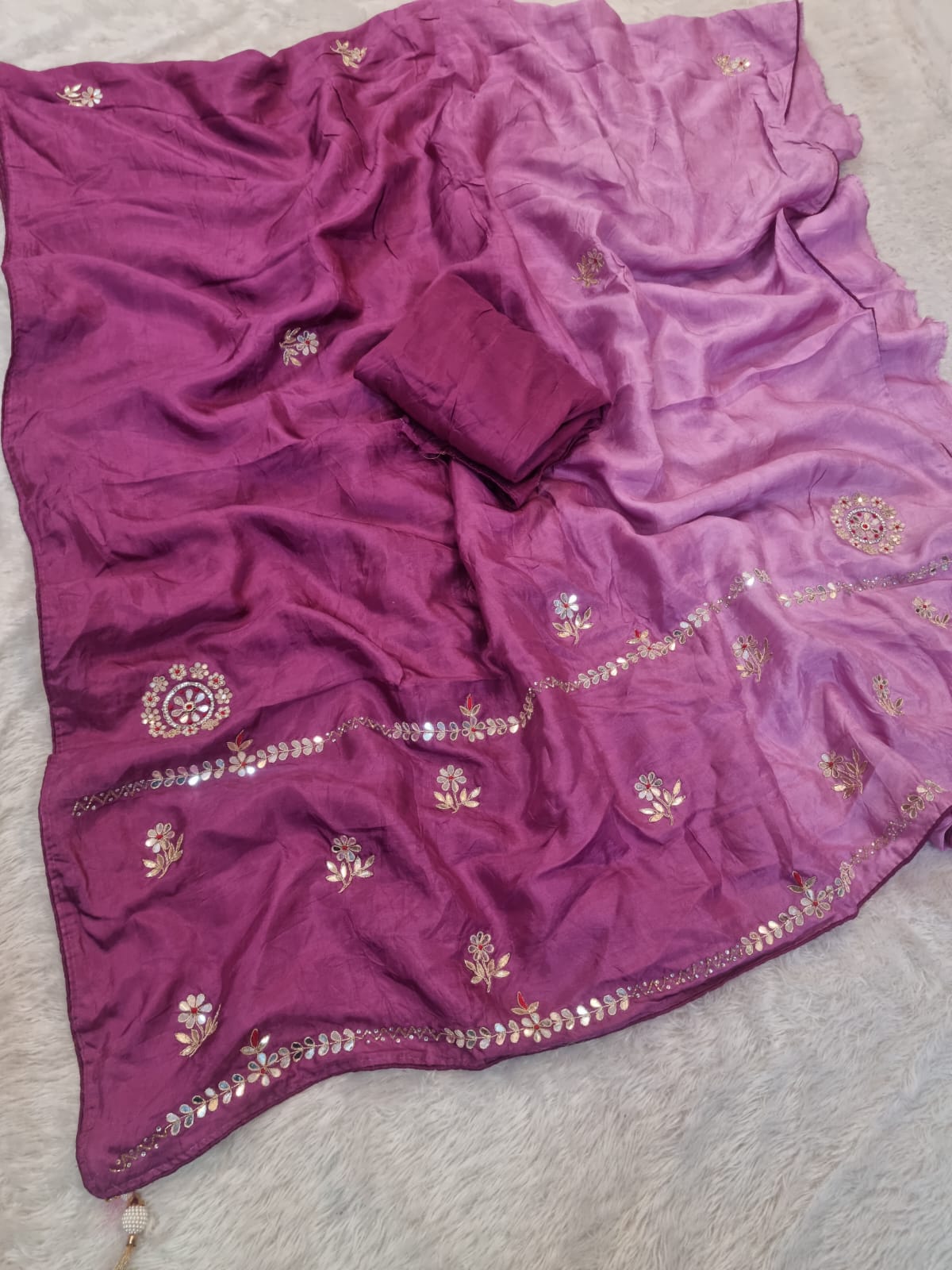 Pure Upada Silk Saree With Handwork