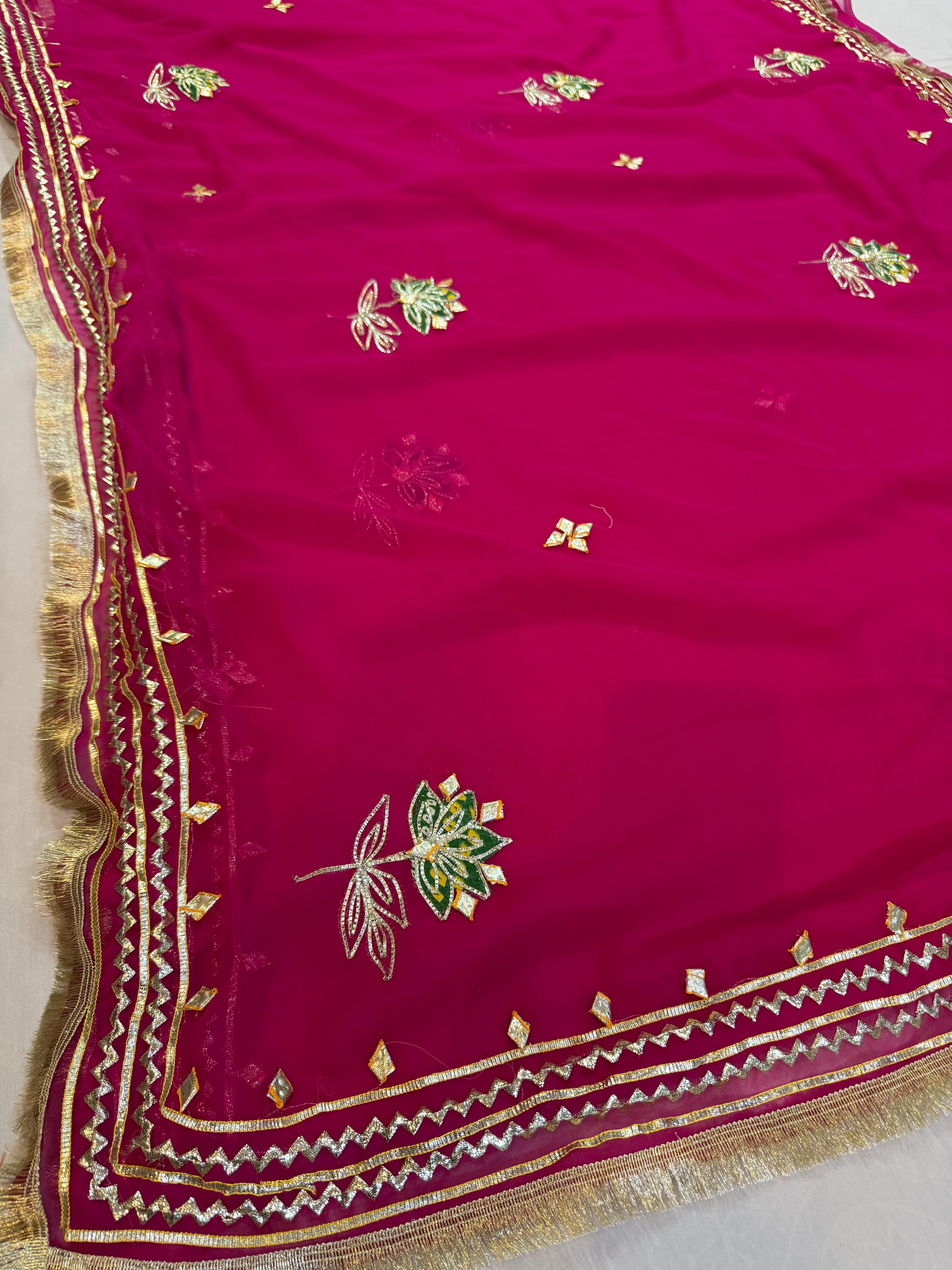 Beautiful Royal Georgatte Saree With Gottapatti Work