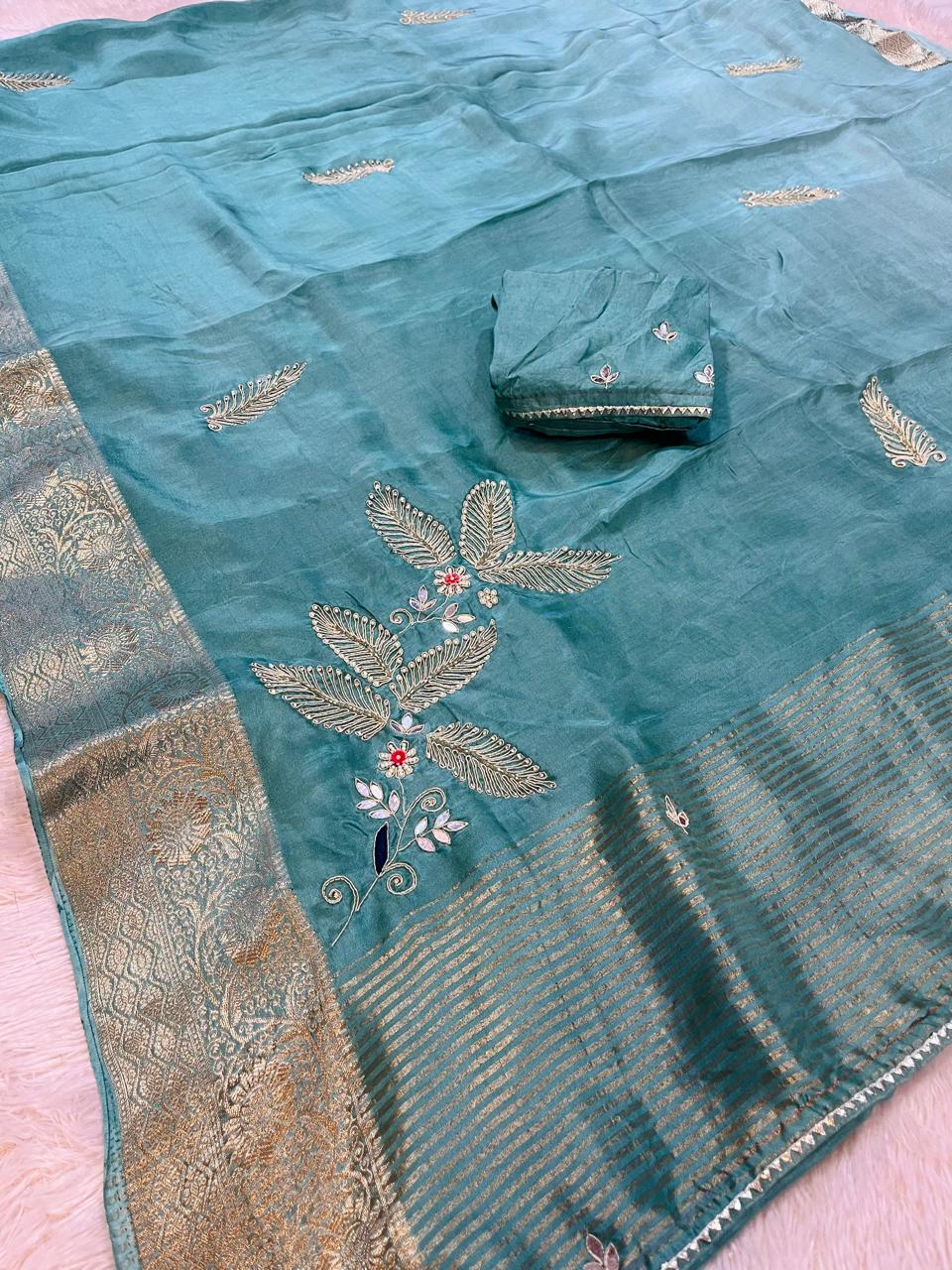 Designer Uppada Silk Saree With Handwork